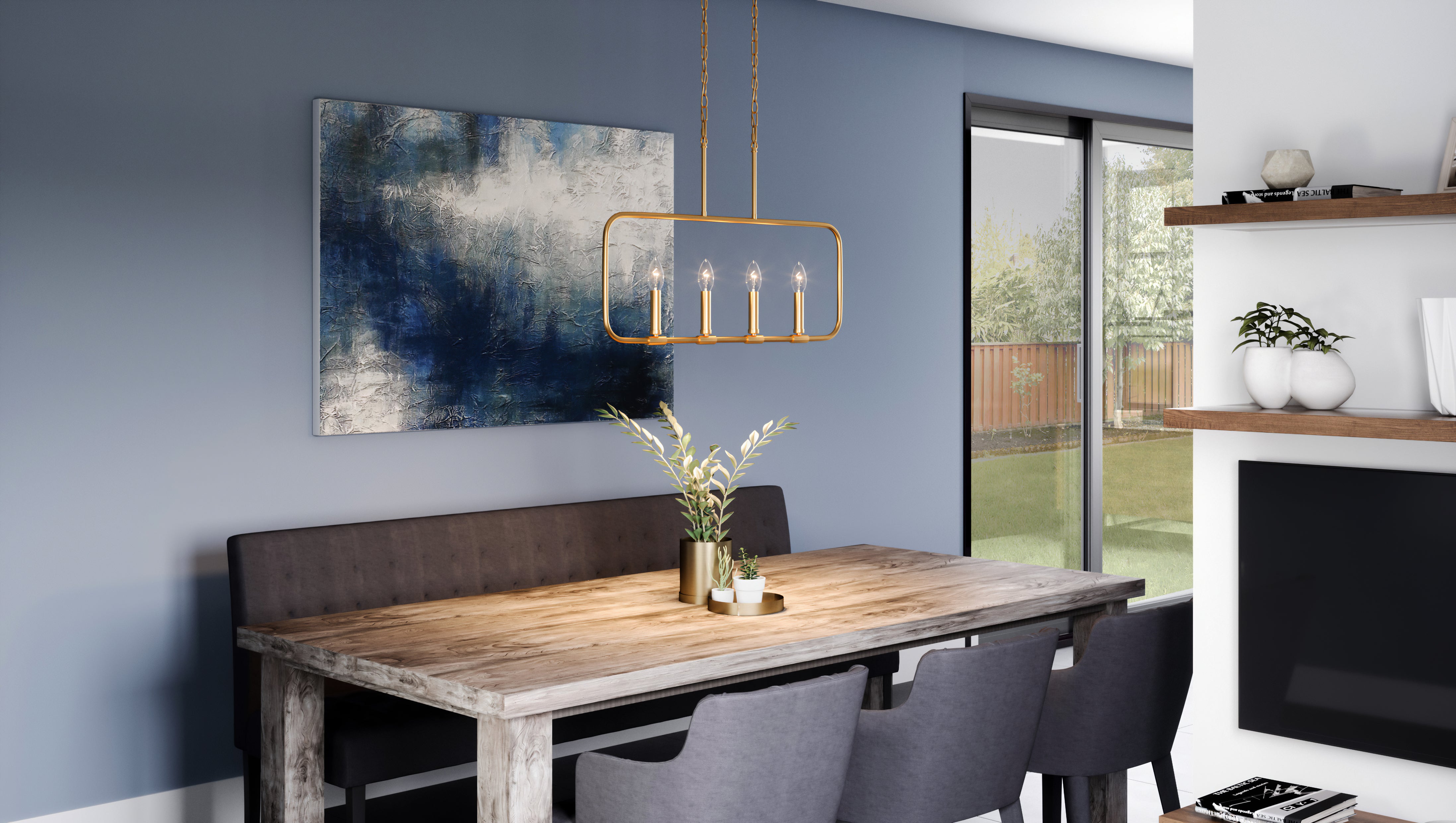Quoizel Abner Island Light lustr aged brass