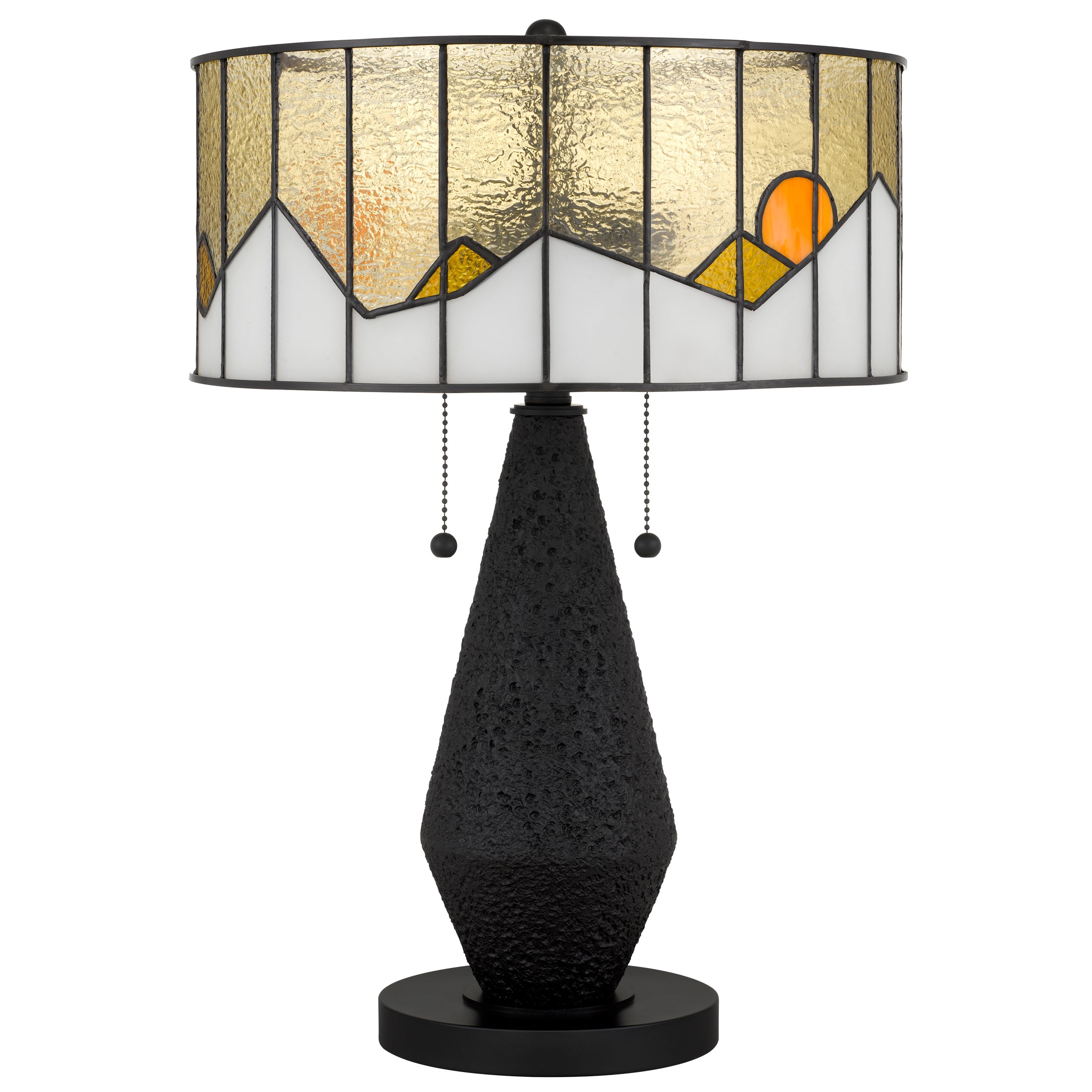 Quoizel Blackwood Table Lamp lampa matná černá vitráž