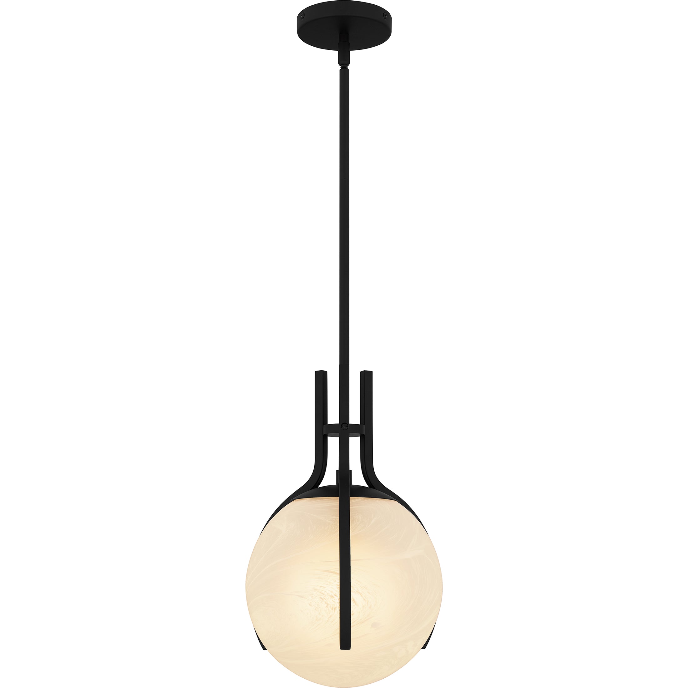 Quoizel Orbit závěsné svítidlo Matte Black alabastr