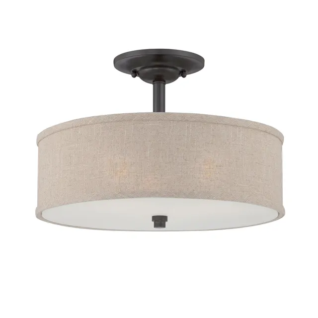 Quoizel Cloverdale Semi-Flush stropní svítídlo cocoa látkové