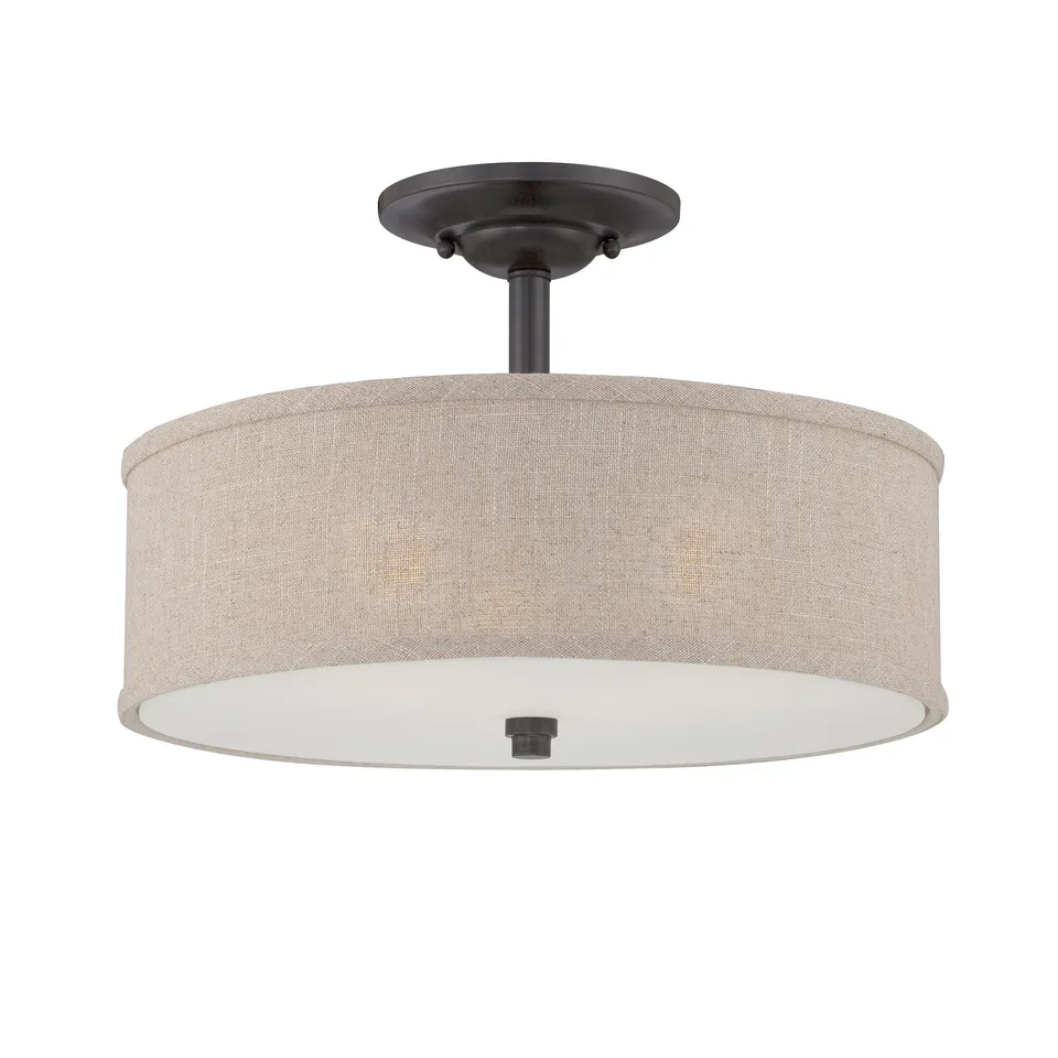 Quoizel Cloverdale Semi-Flush stropní svítídlo cocoa látkové
