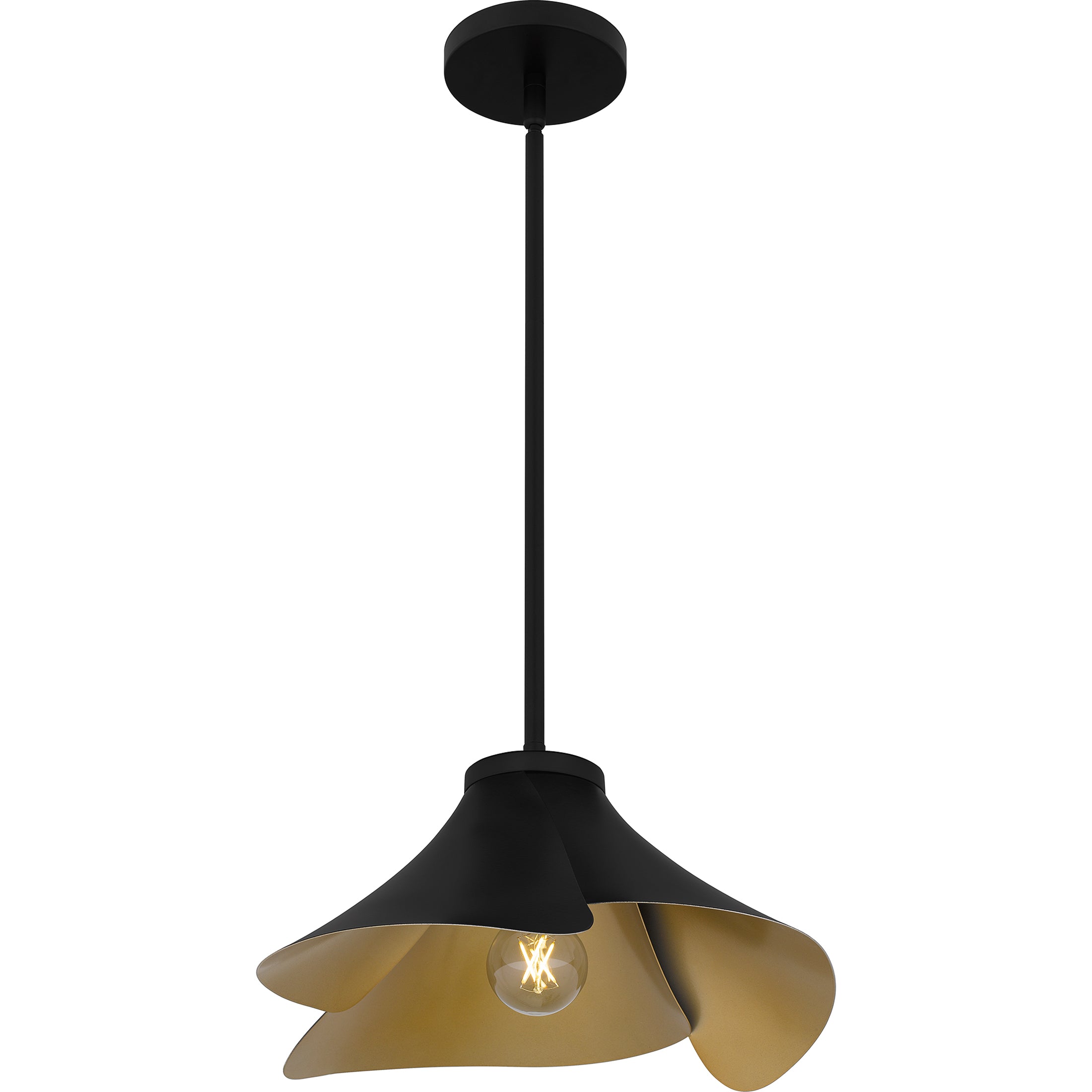 Quoizel Wisp závěsná lampa matná černá zlatá