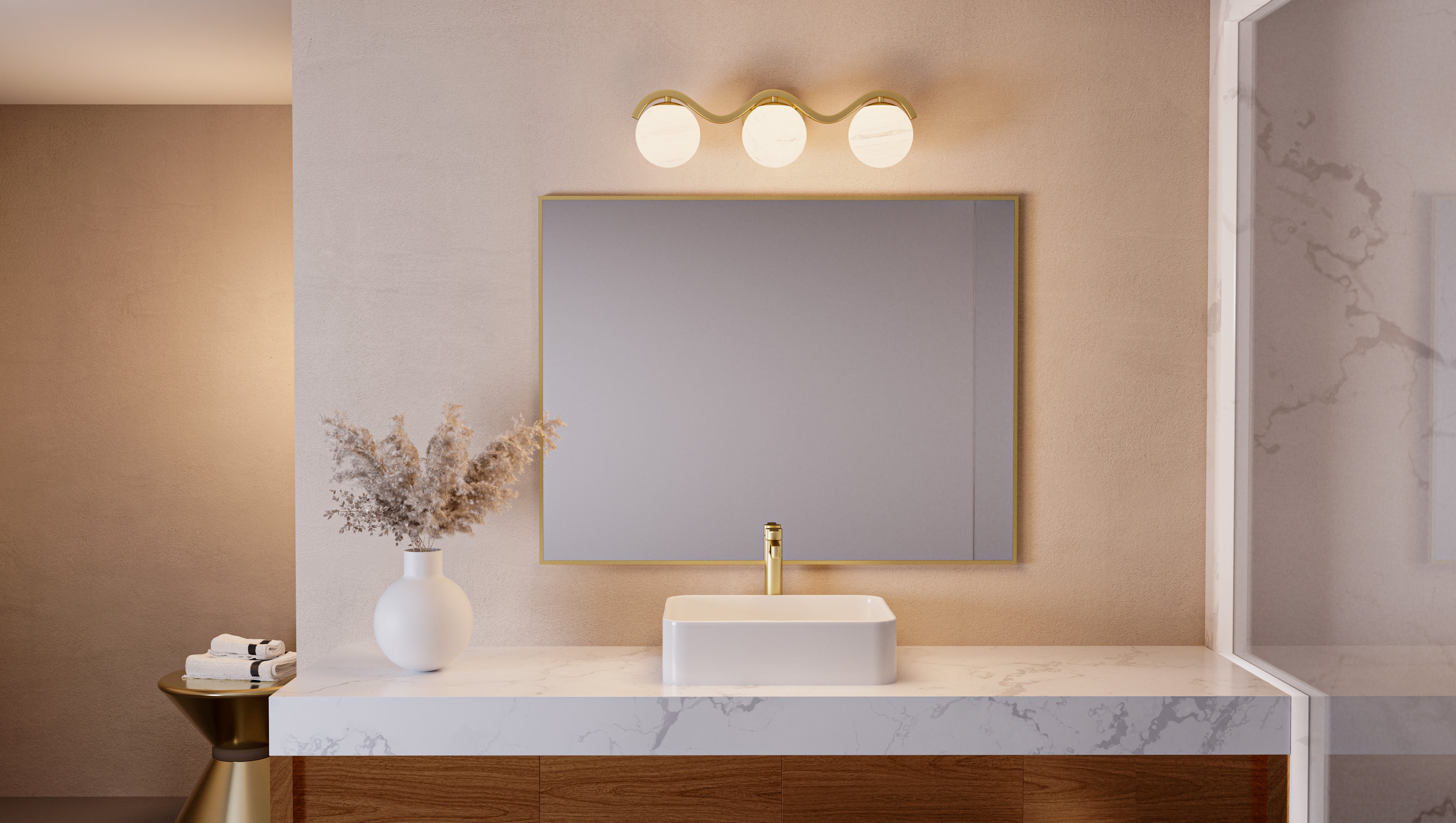Quoizel Spherical Bath Light svítidlo mosaz 3 světla