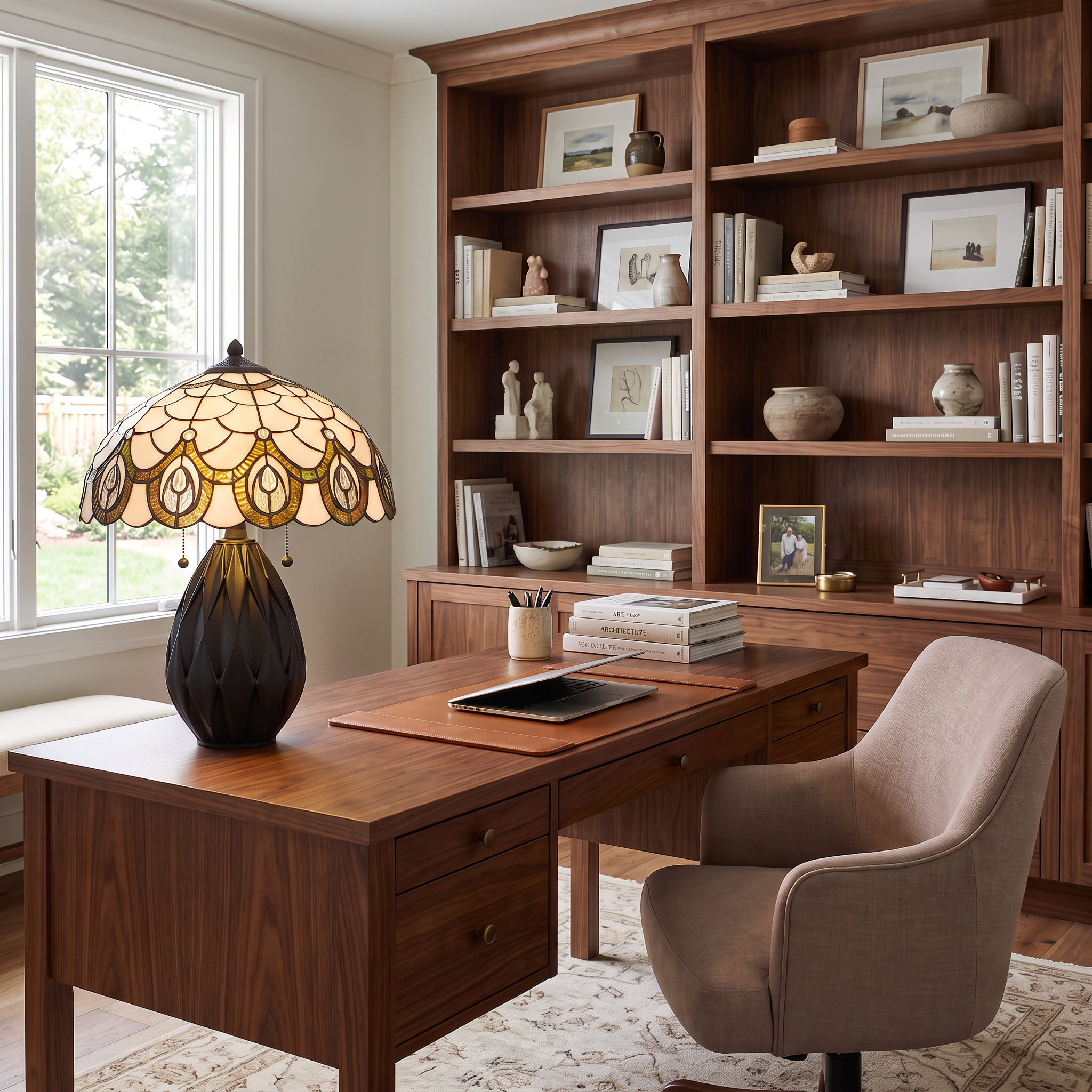 Quoizel Orla Table Lamp stolní lampa matte black vitráž