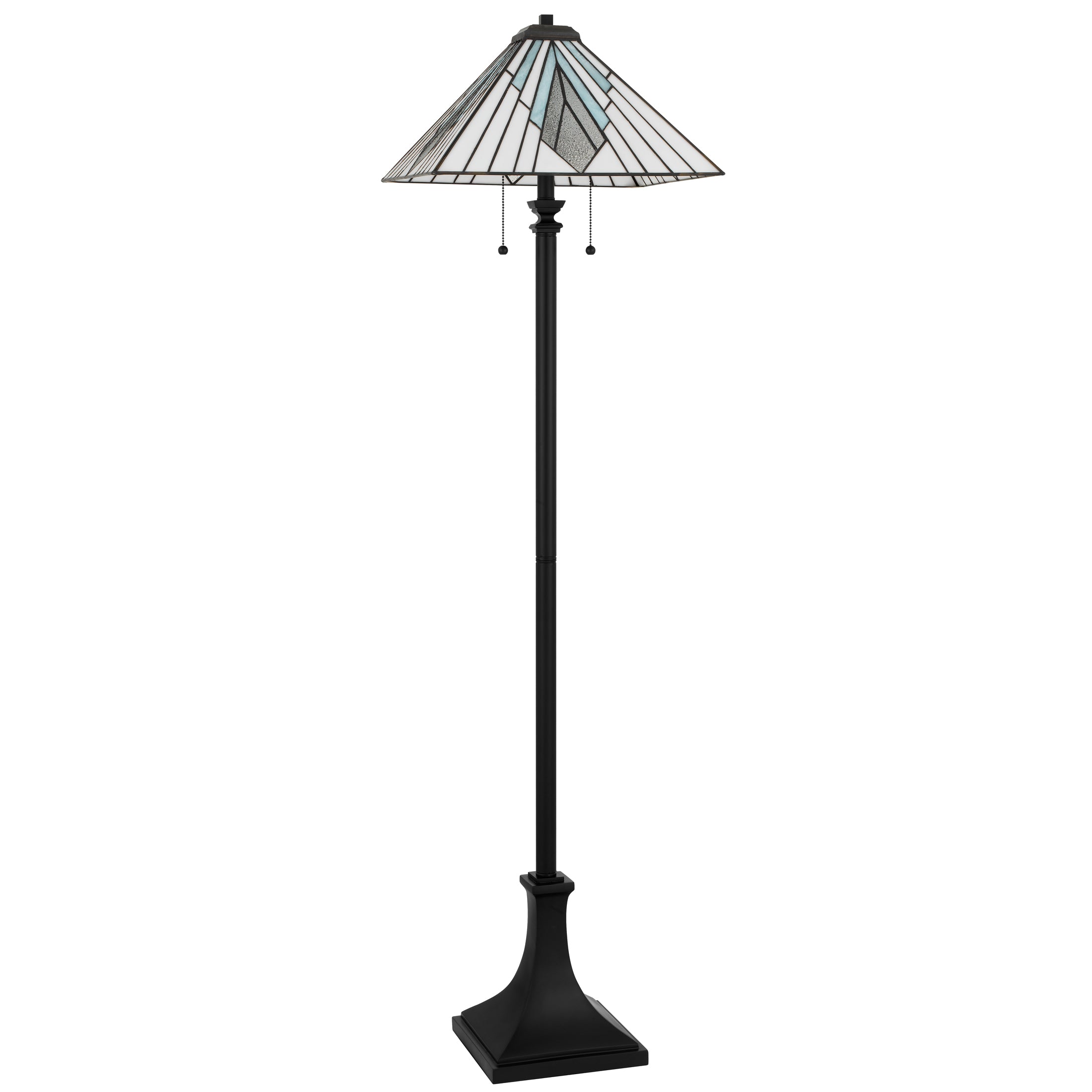 Quoizel Duvane stojací lampa matná černá vitráž