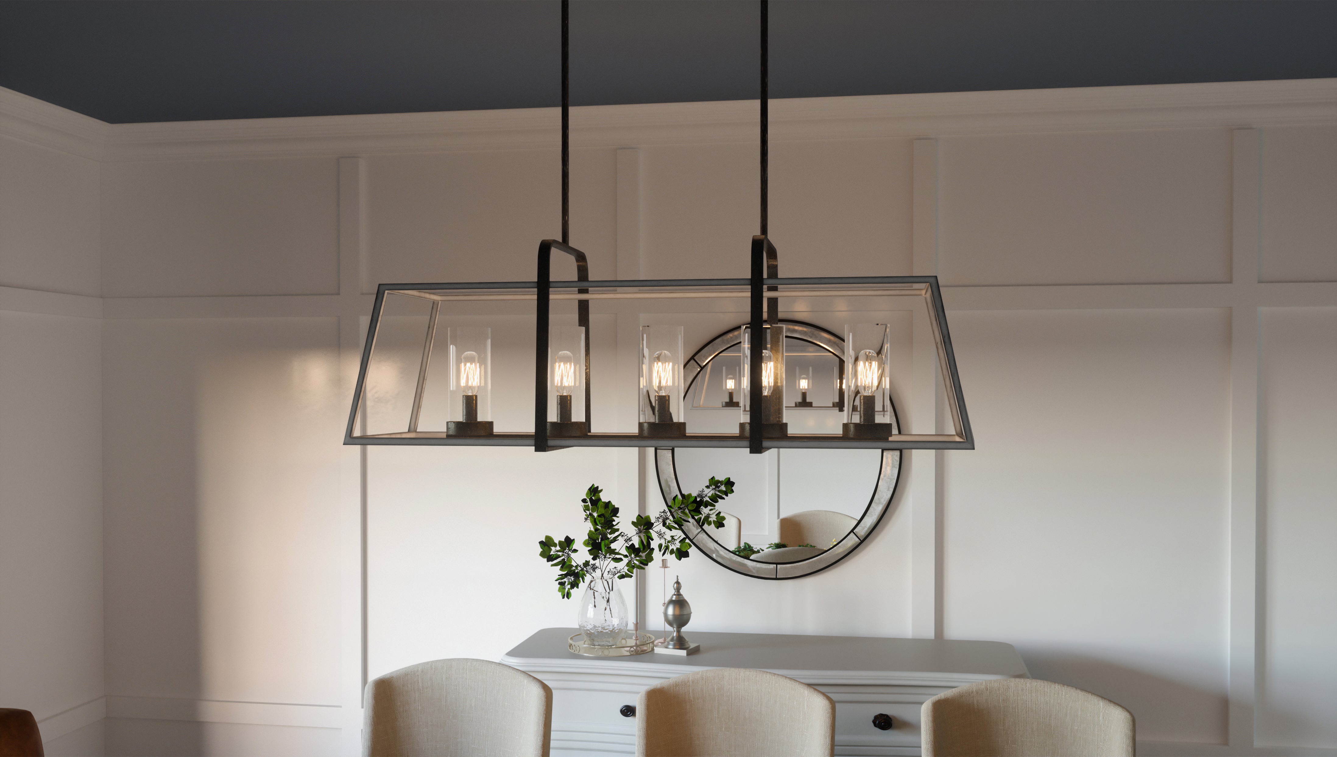 Quoizel Lincoln Island Light lineární lustr distressed iron
