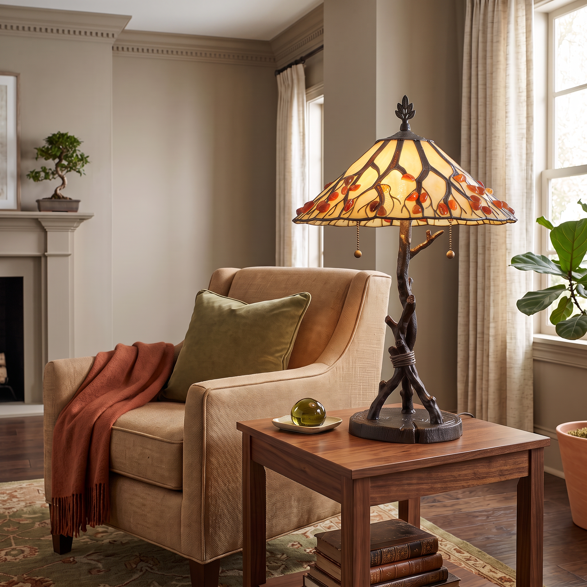 Quoizel Whispering Wood stolní lampa Valiant Bronze achát