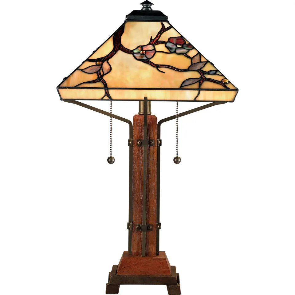 Quoizel Grove Park stolní lampa vitráž květinový strom