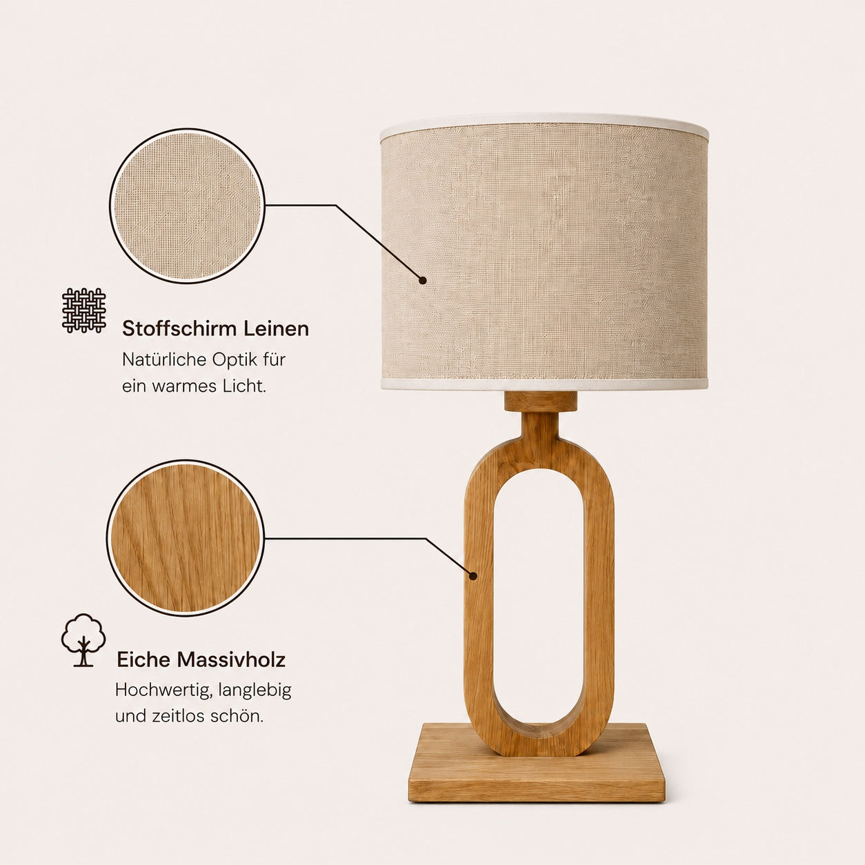 Elobra Patagonia Loop stolní lampa dřevěná