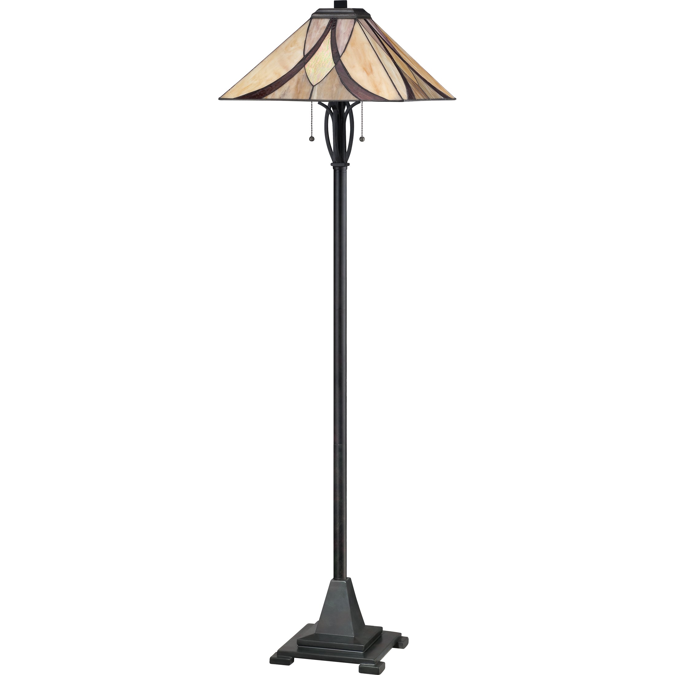 Quoizel Asheville stojací lampa vitráž bronz