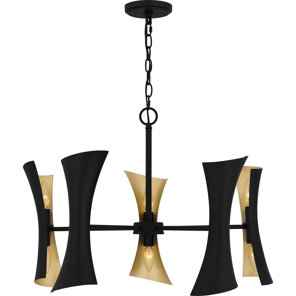 Quoizel Myla Chandelier lustr matná černá zlatá