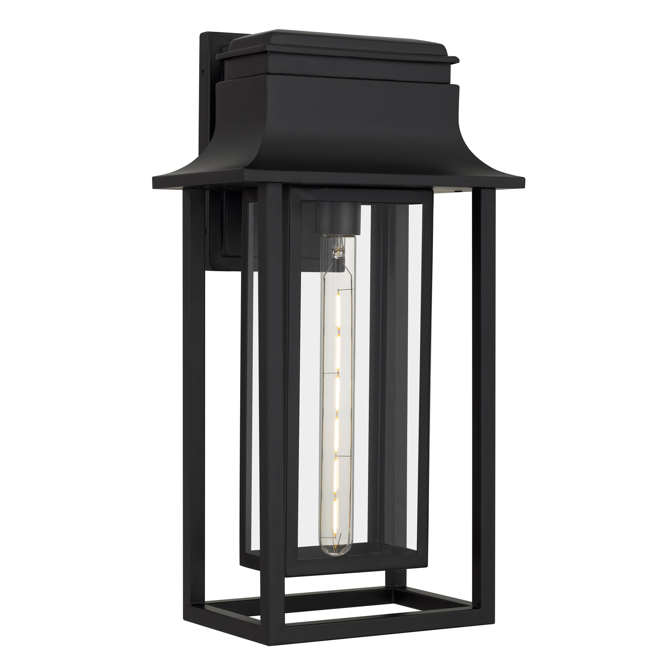 Quoizel Garner nástěnná venkovní lampa matná černá sklo