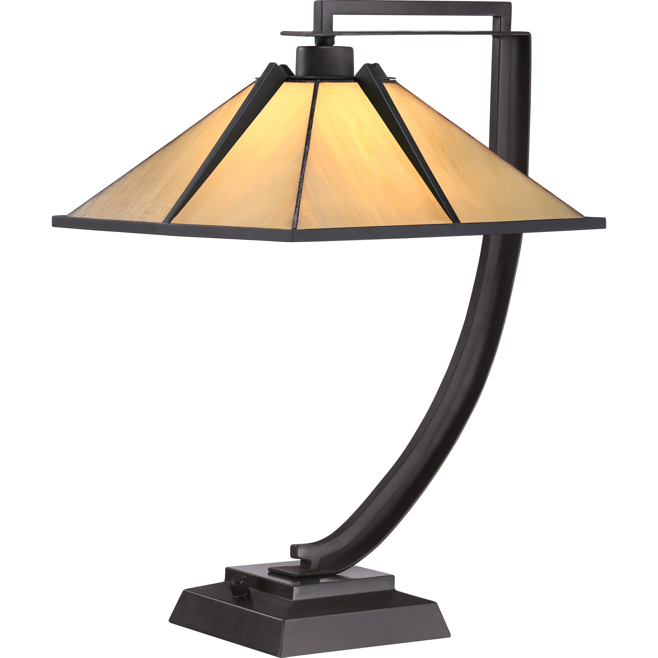 Quoizel Pomeroy stolní lampa Western Bronze vitráž