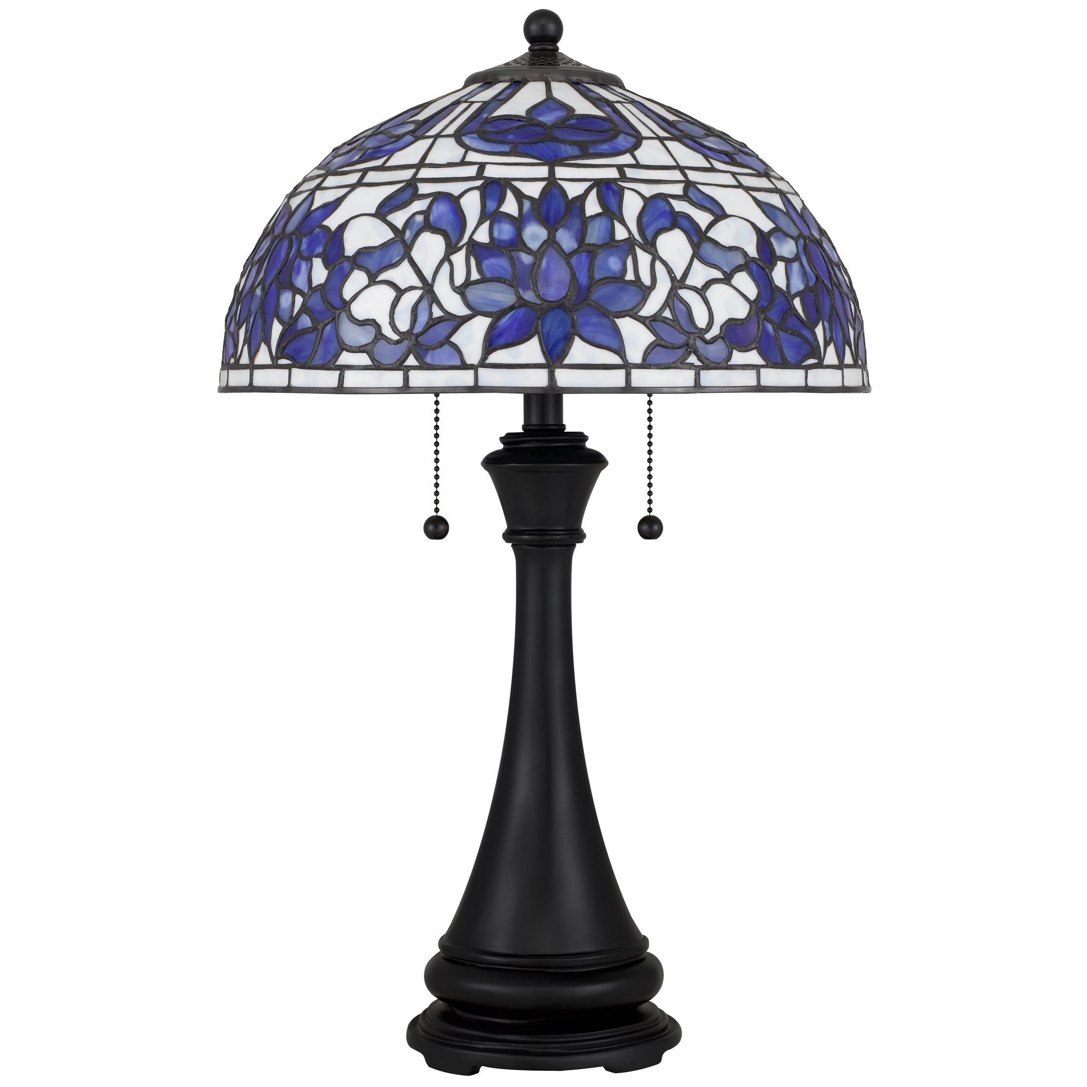 Quoizel Wisteria Bloom stolní lampa vitráž modrá