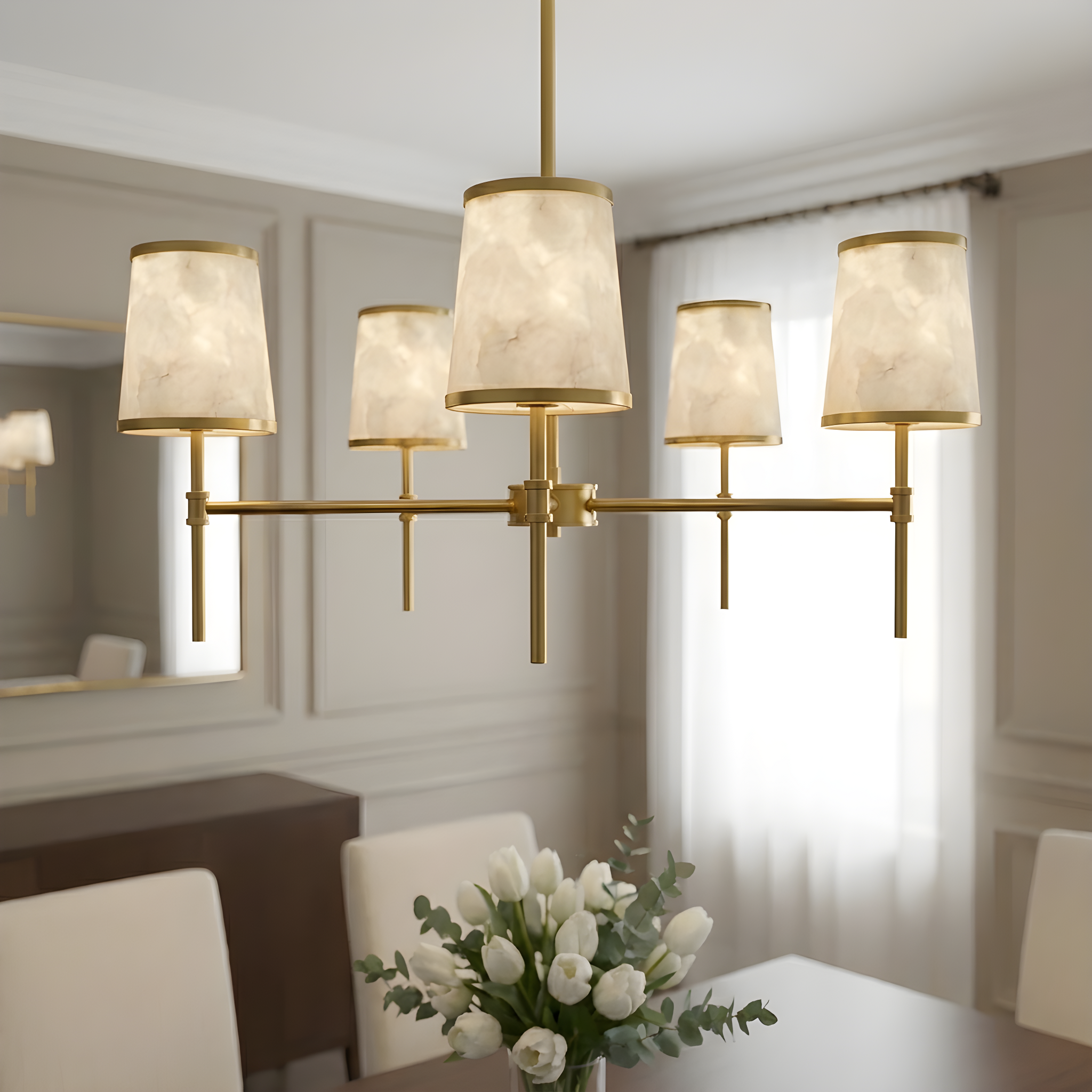 Quoizel Windley Chandelier lustr zlatý mušlový