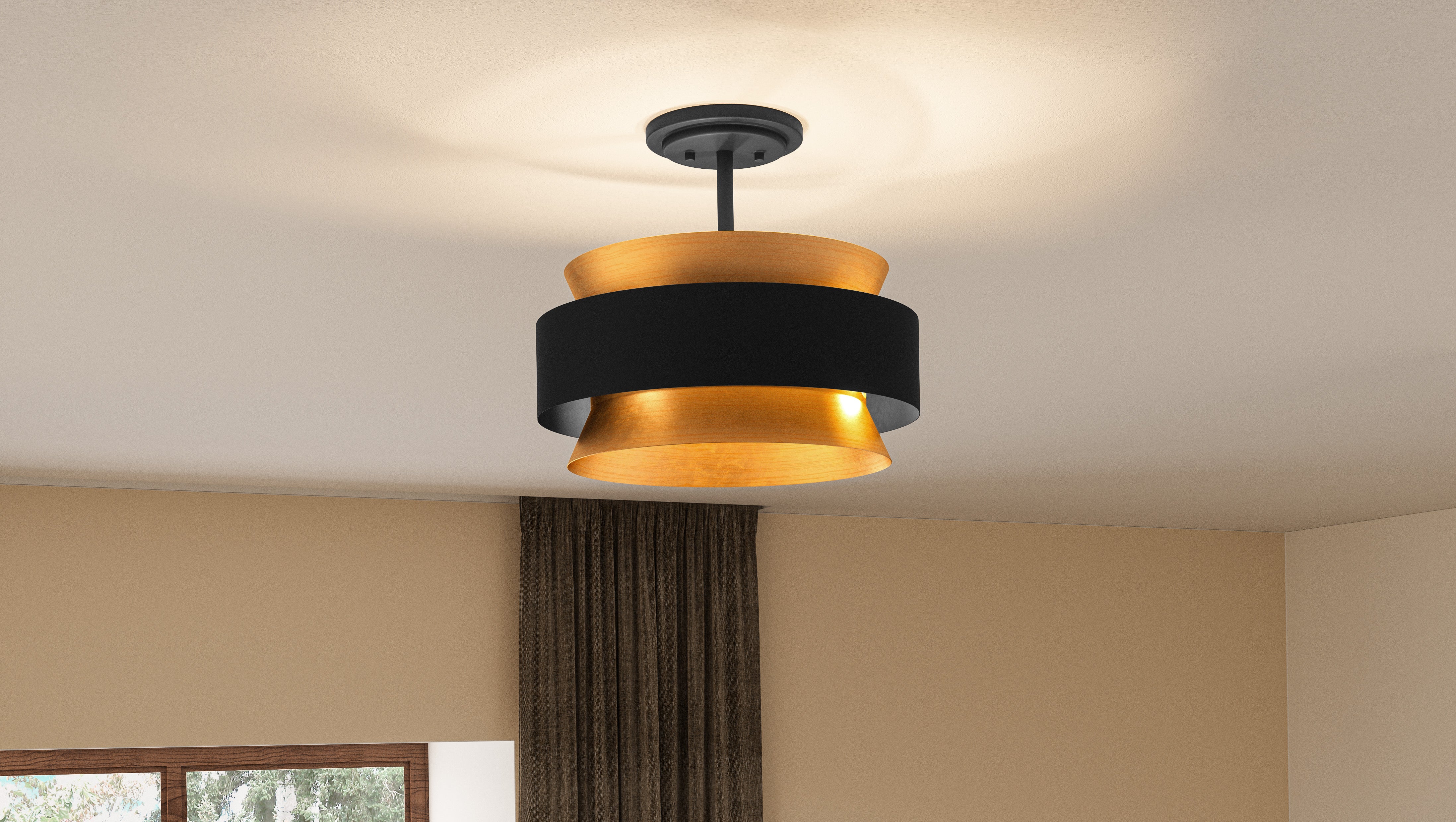 Quoizel Hagley Semi-Flush stropní svítídlo černé