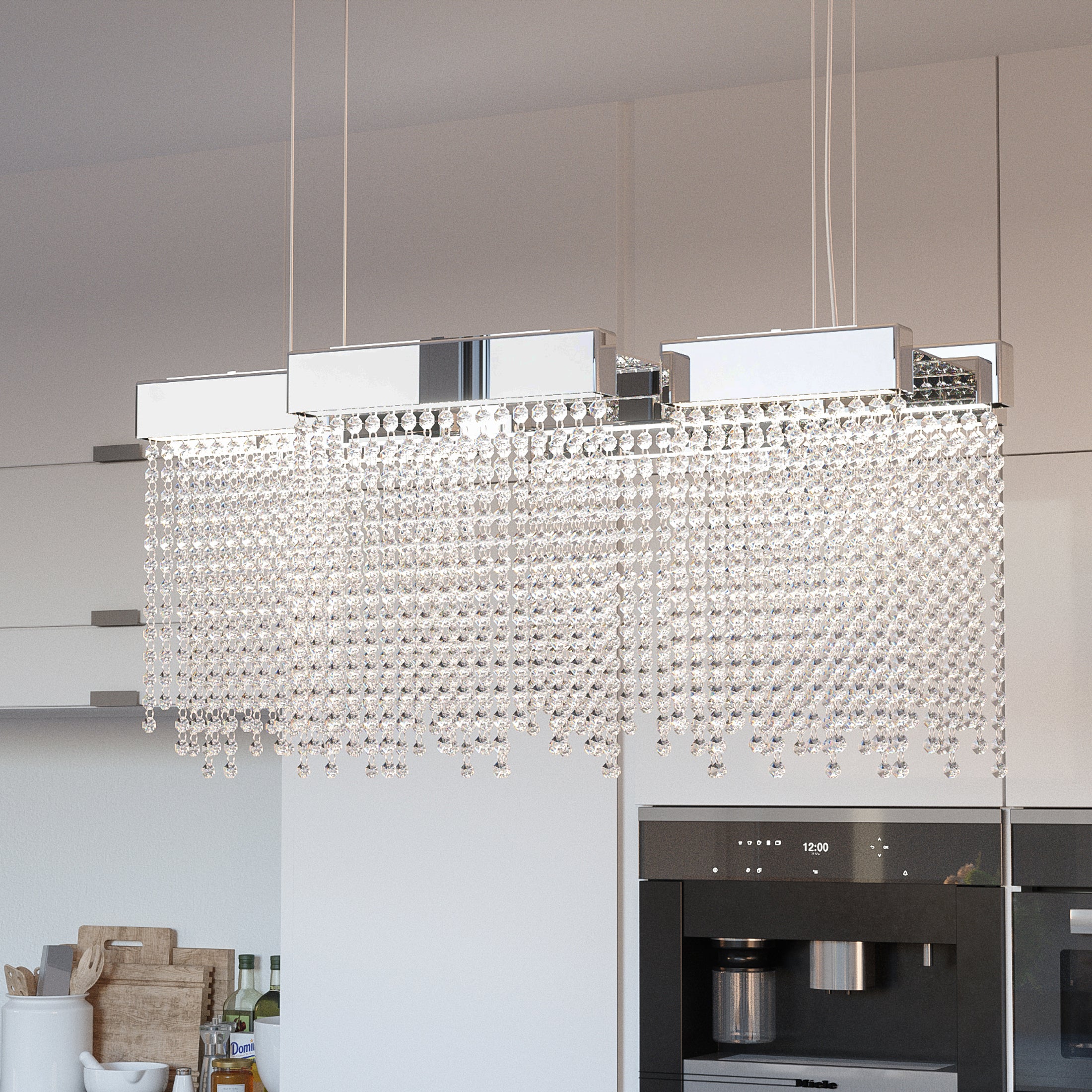 Quoizel Crystal Falls ostrovní lustr leštěný nikl