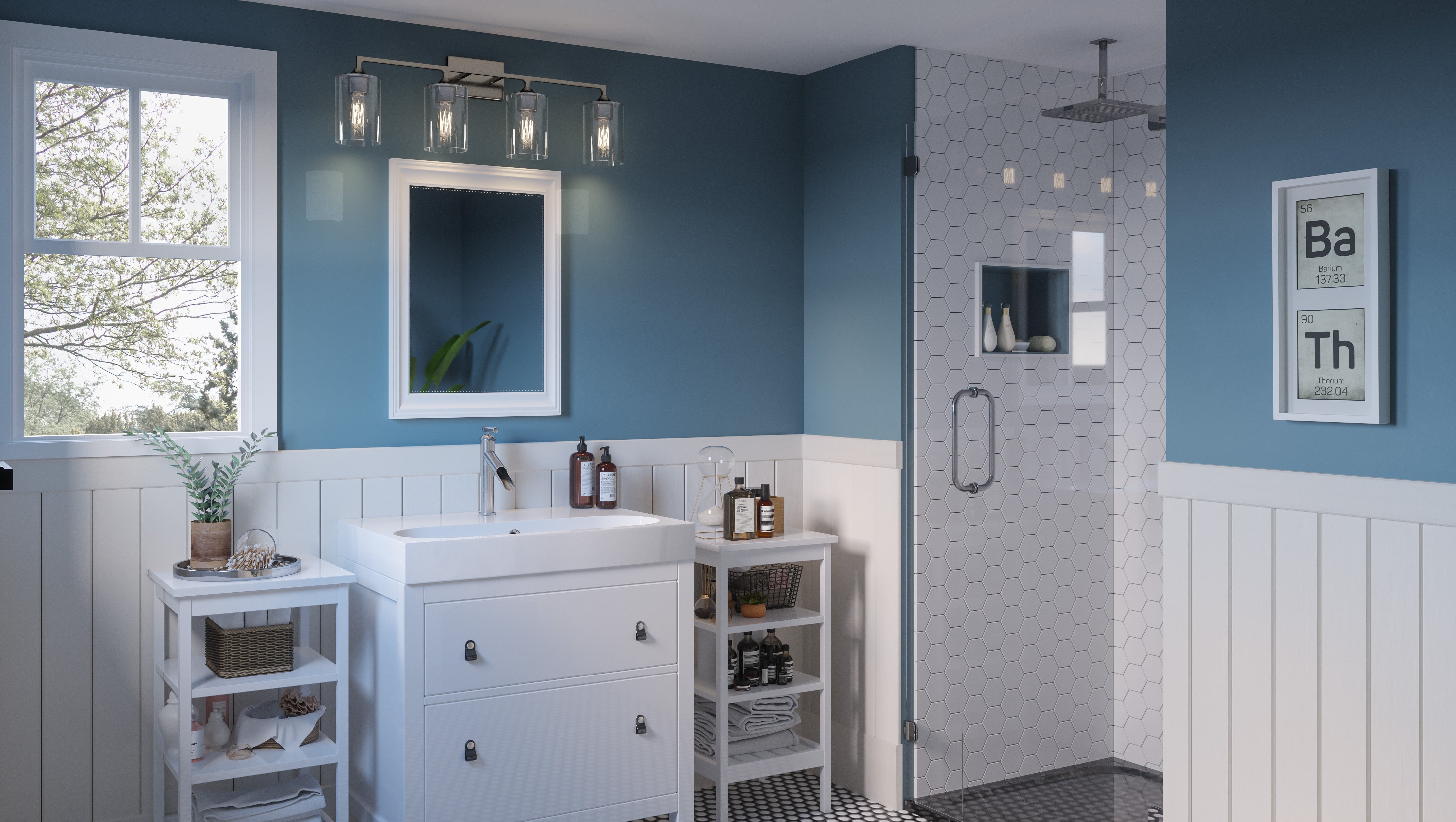Quoizel Prescott Bath Light svítidlo kartáčovaný nikl sklo