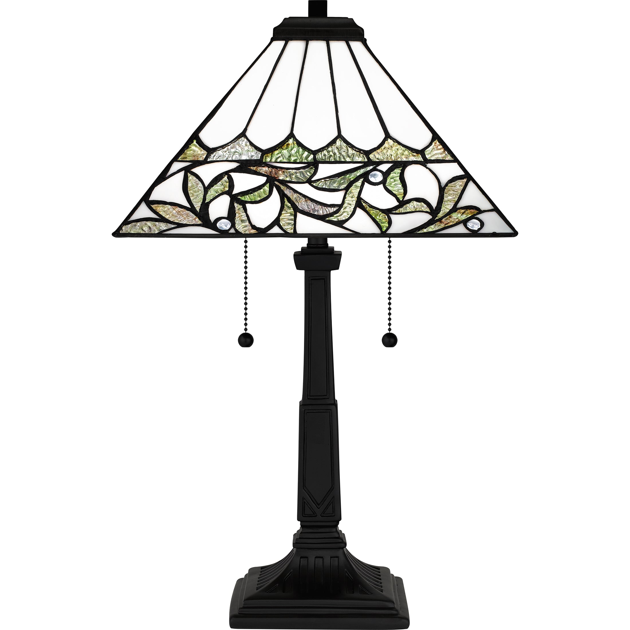 Quoizel Galahad stolní lampa matná černá vitráž