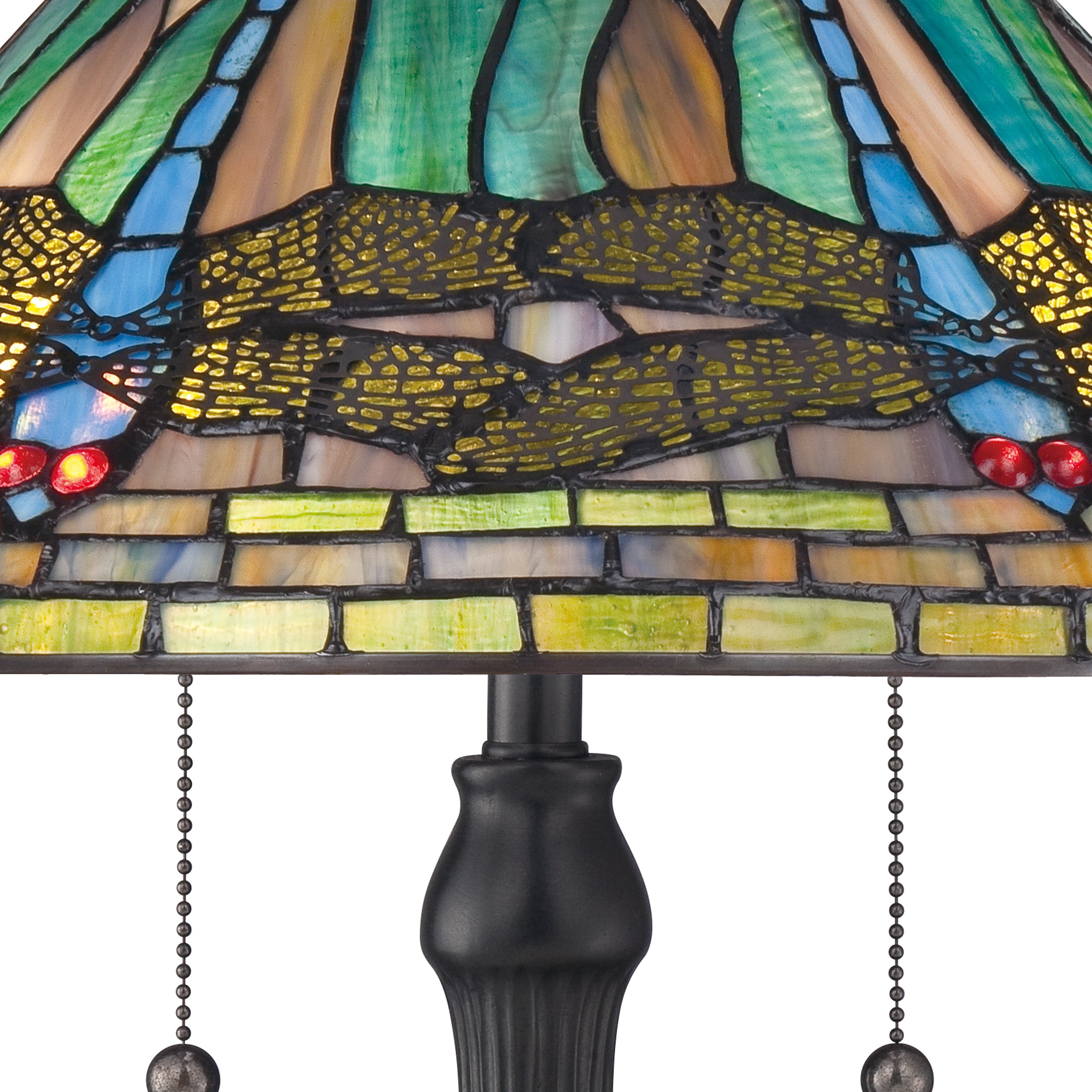 Quoizel King stolní lampa bronz Tiffany sklo