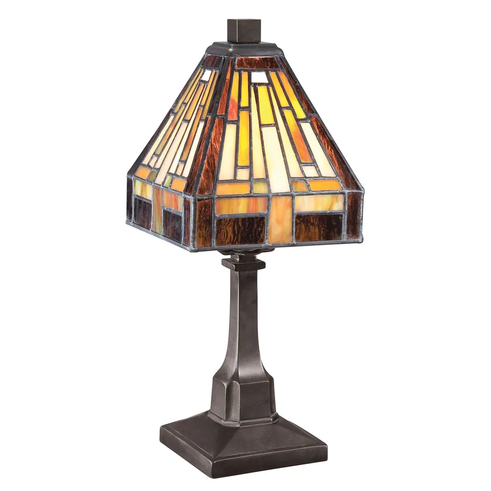 Quoizel Stephen Table Lamp lampa vintage bronze vitráž