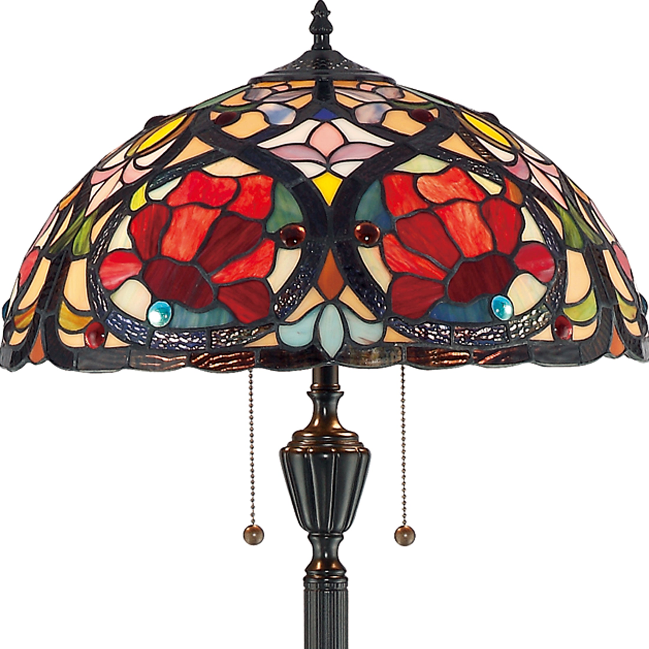 Quoizel Larissa stojací lampa vintage bronz vitráž