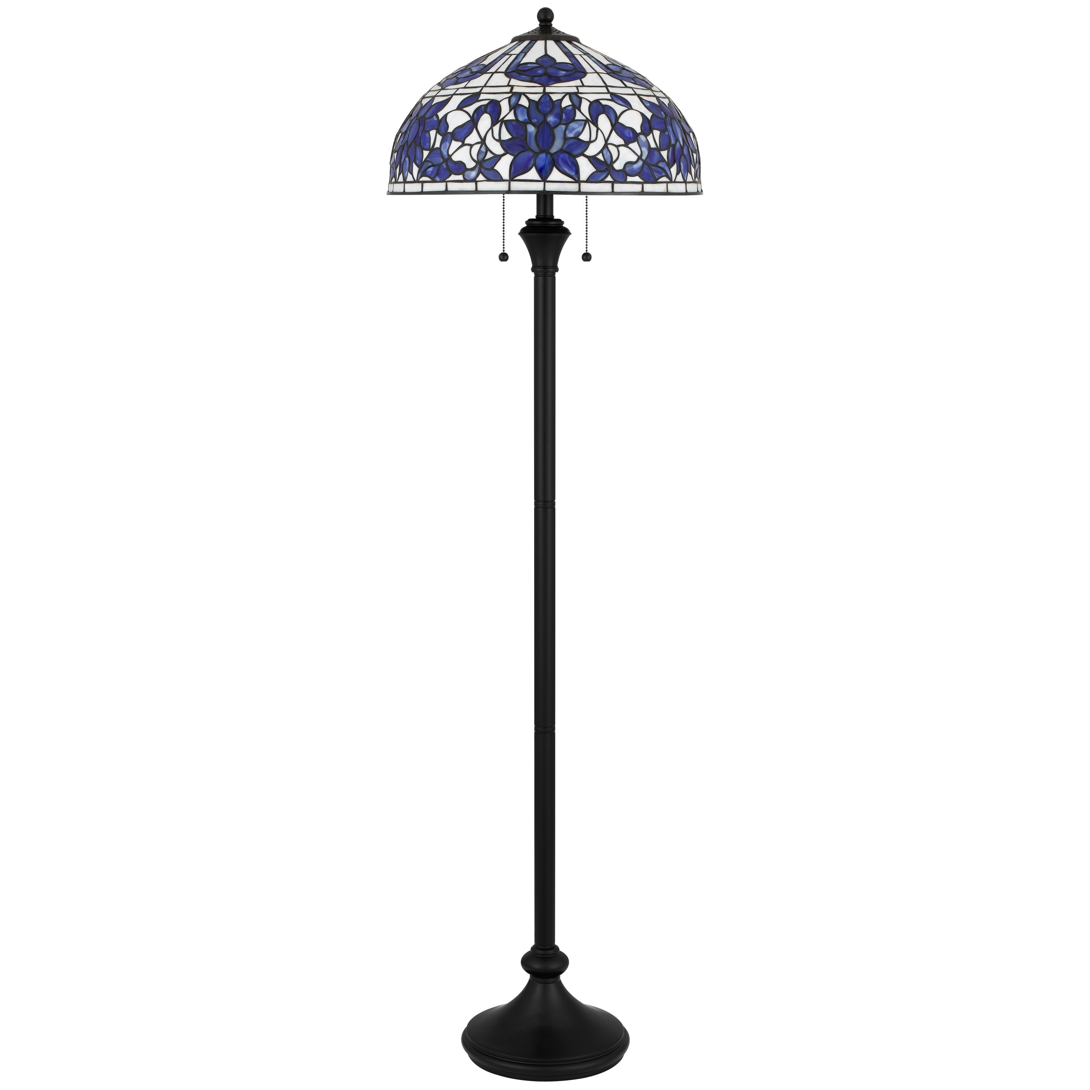 Quoizel Wisteria Bloom stojací lampa matná černá vitráž