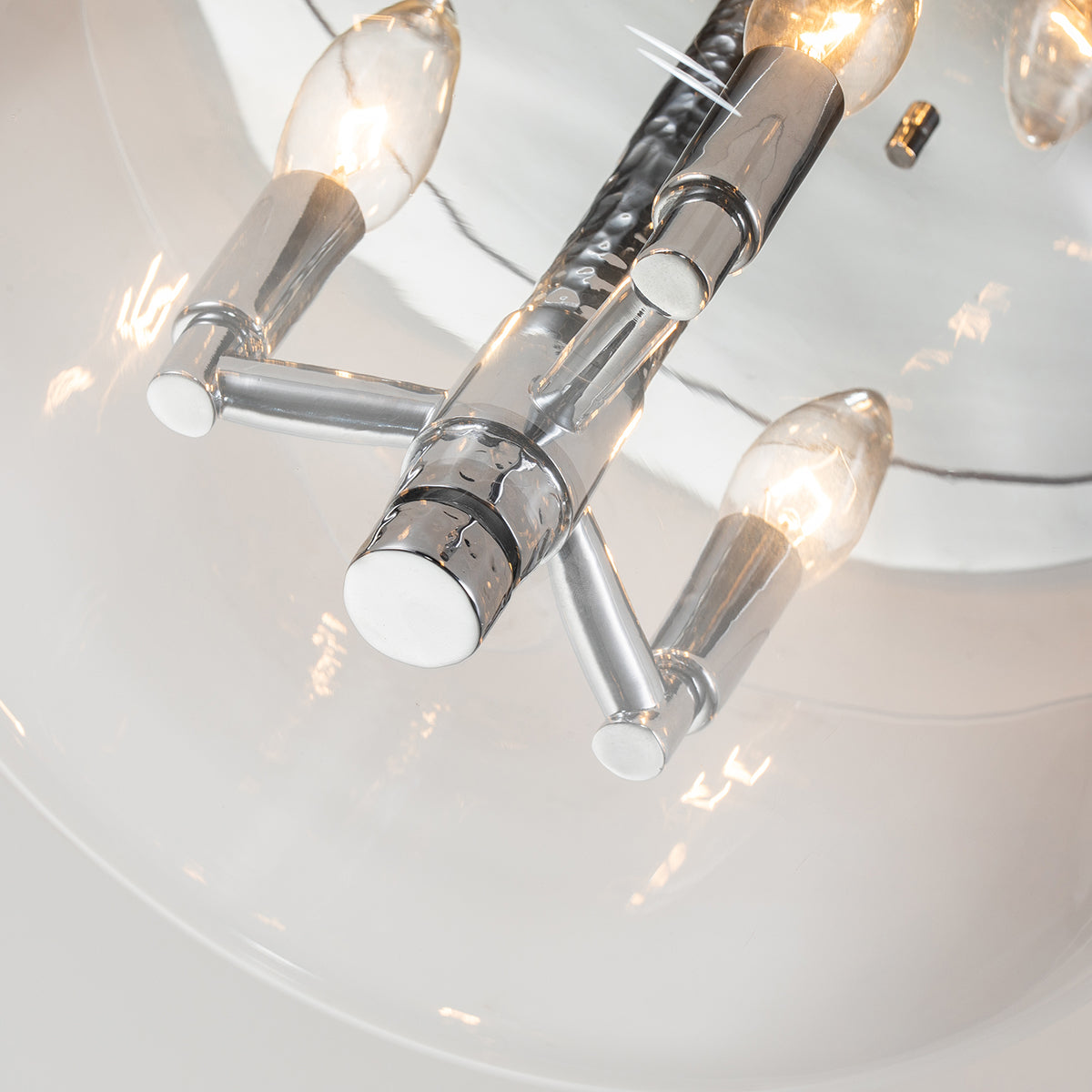 Gilded Nola Rampart 3 Light Semi Flush stropní chrom
