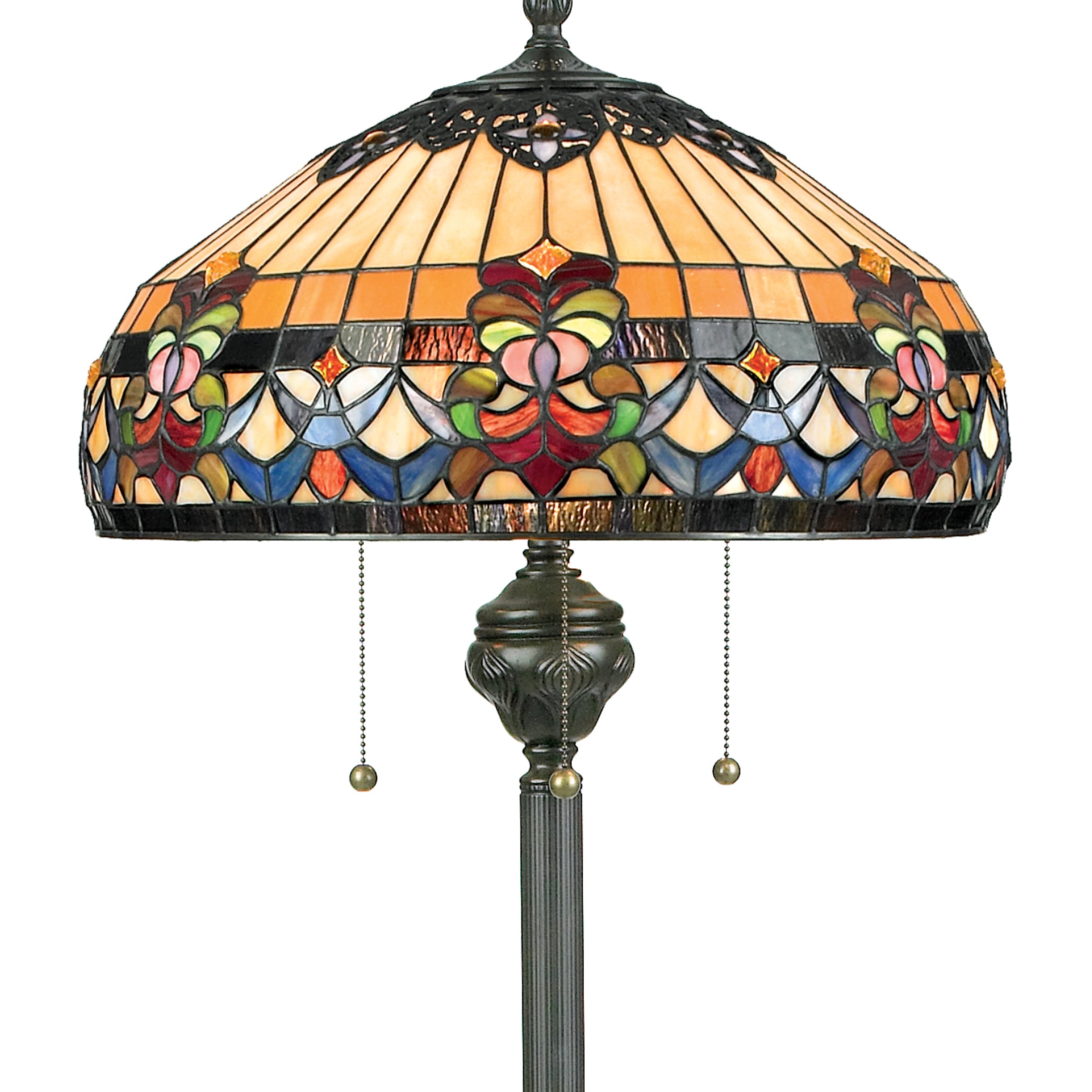Quoizel Belle Fleur stojací lampa vitráž bronz