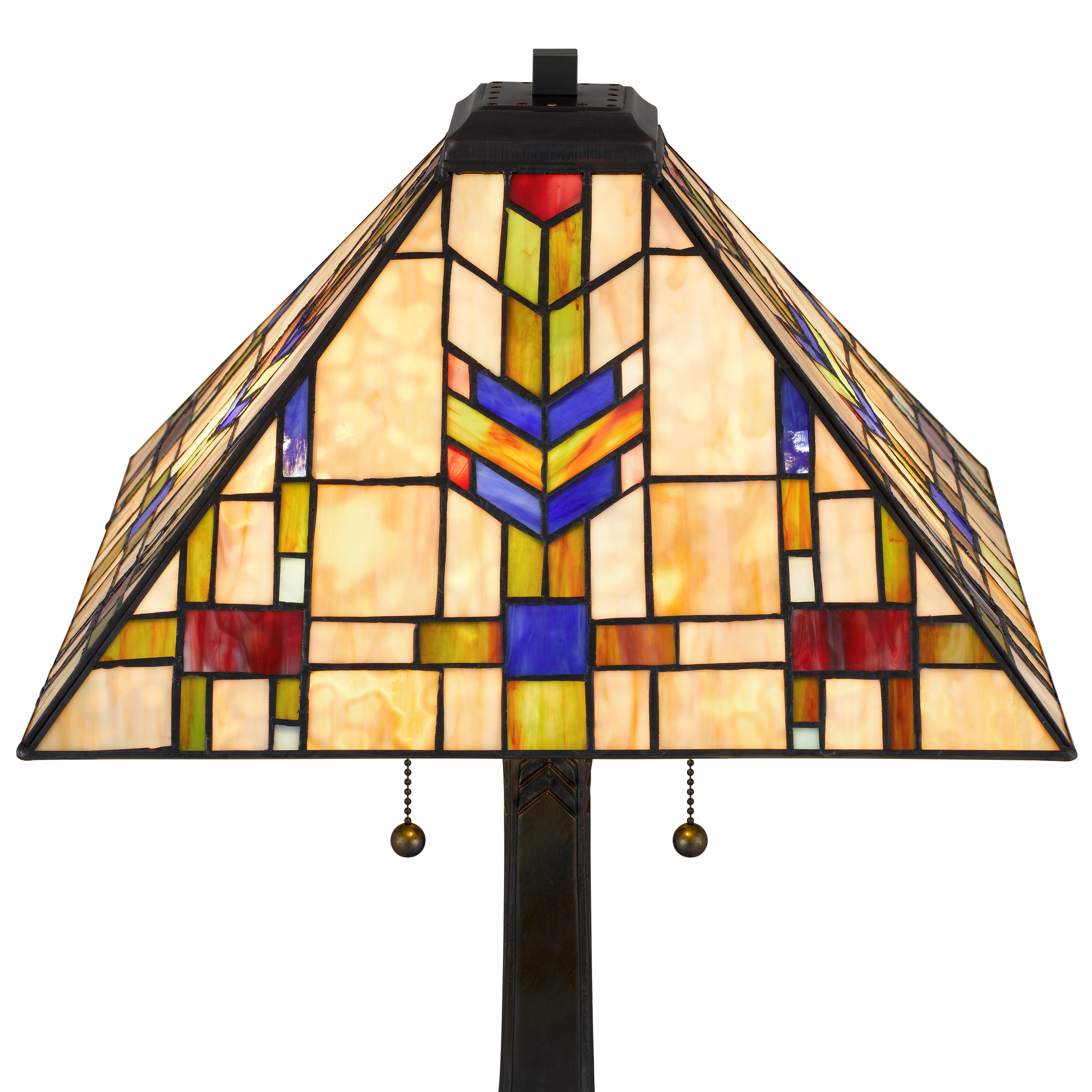 Quoizel Draxen stolní lampa bronz vitráž