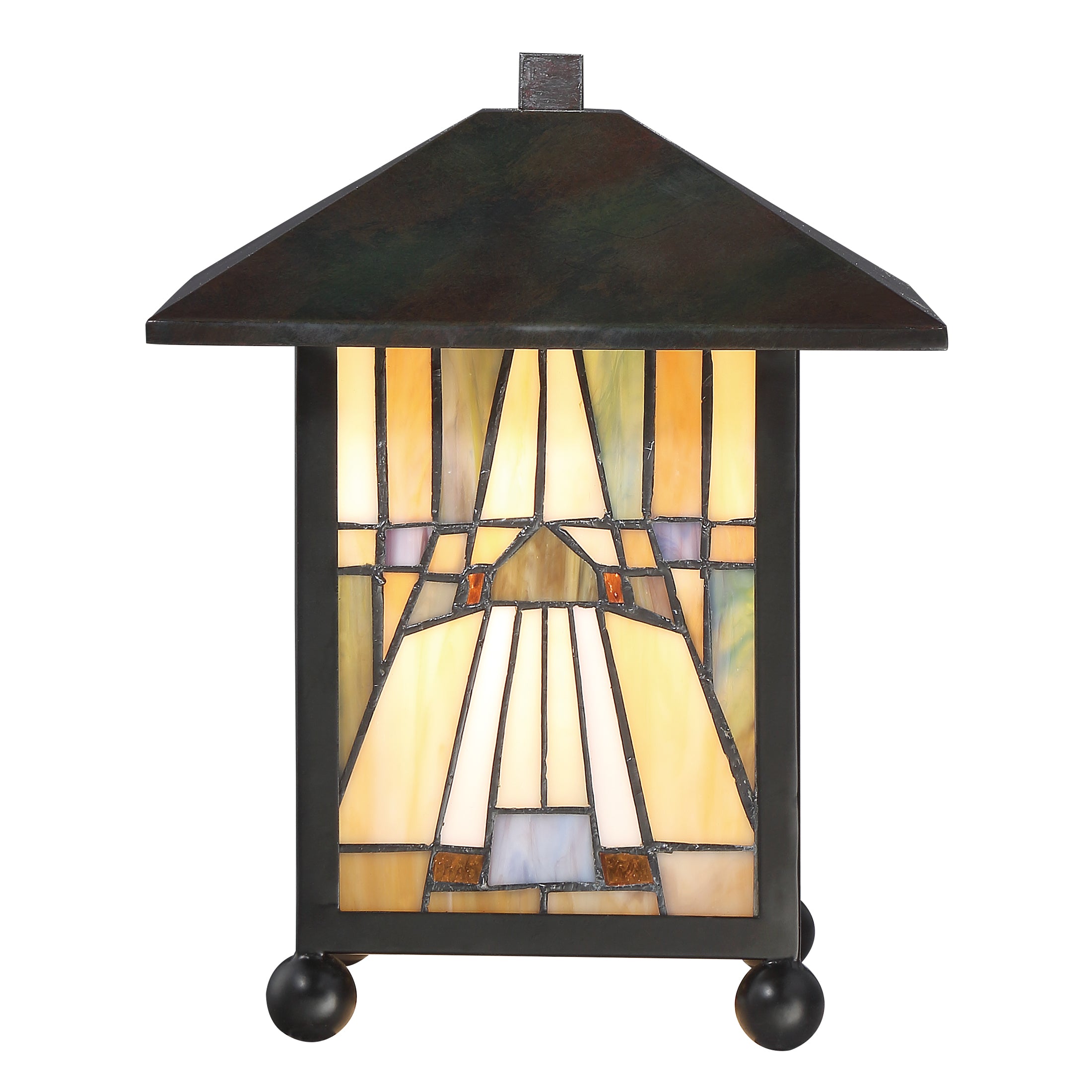 Quoizel Inglenook stolní lampa Valiant Bronze vitráž