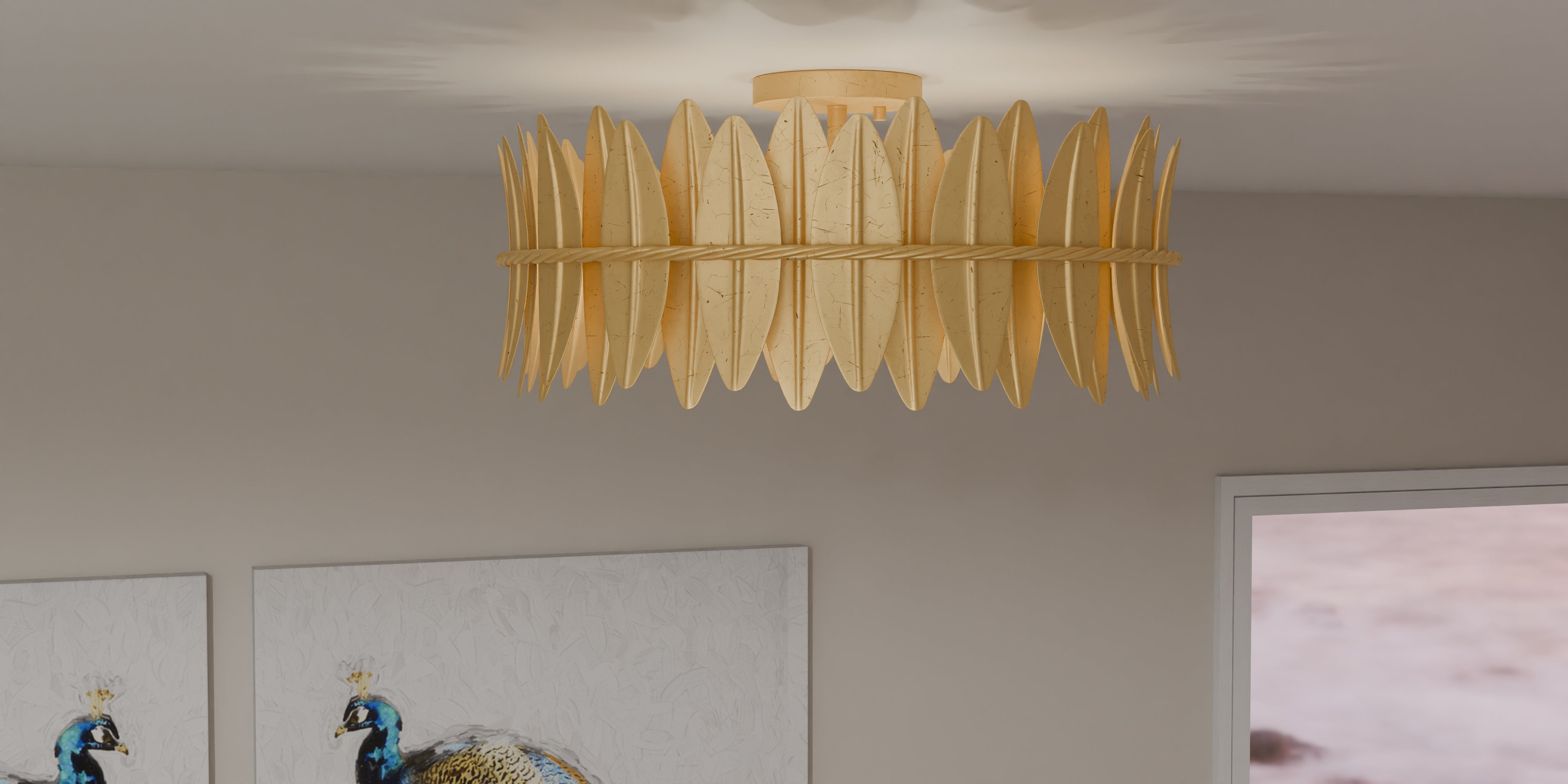 Quoizel Liza Semi-Flush stropní svítídlo 16” Gold Leaf