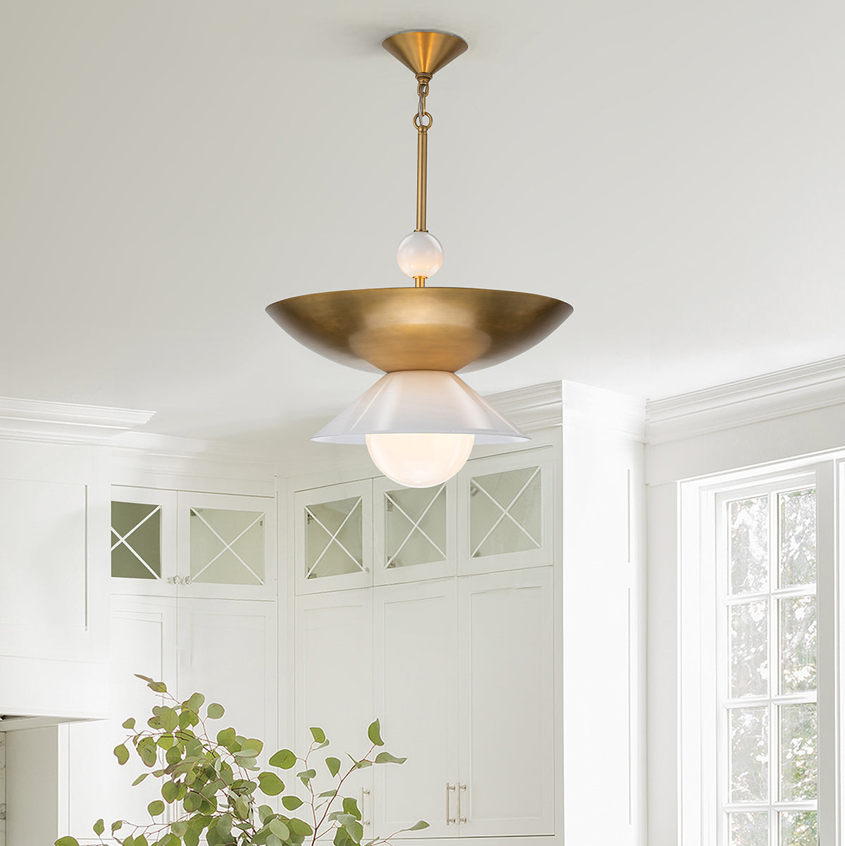 Gilded Nola Saucer 4 Light Small závěsné svítídlo mosaz opál