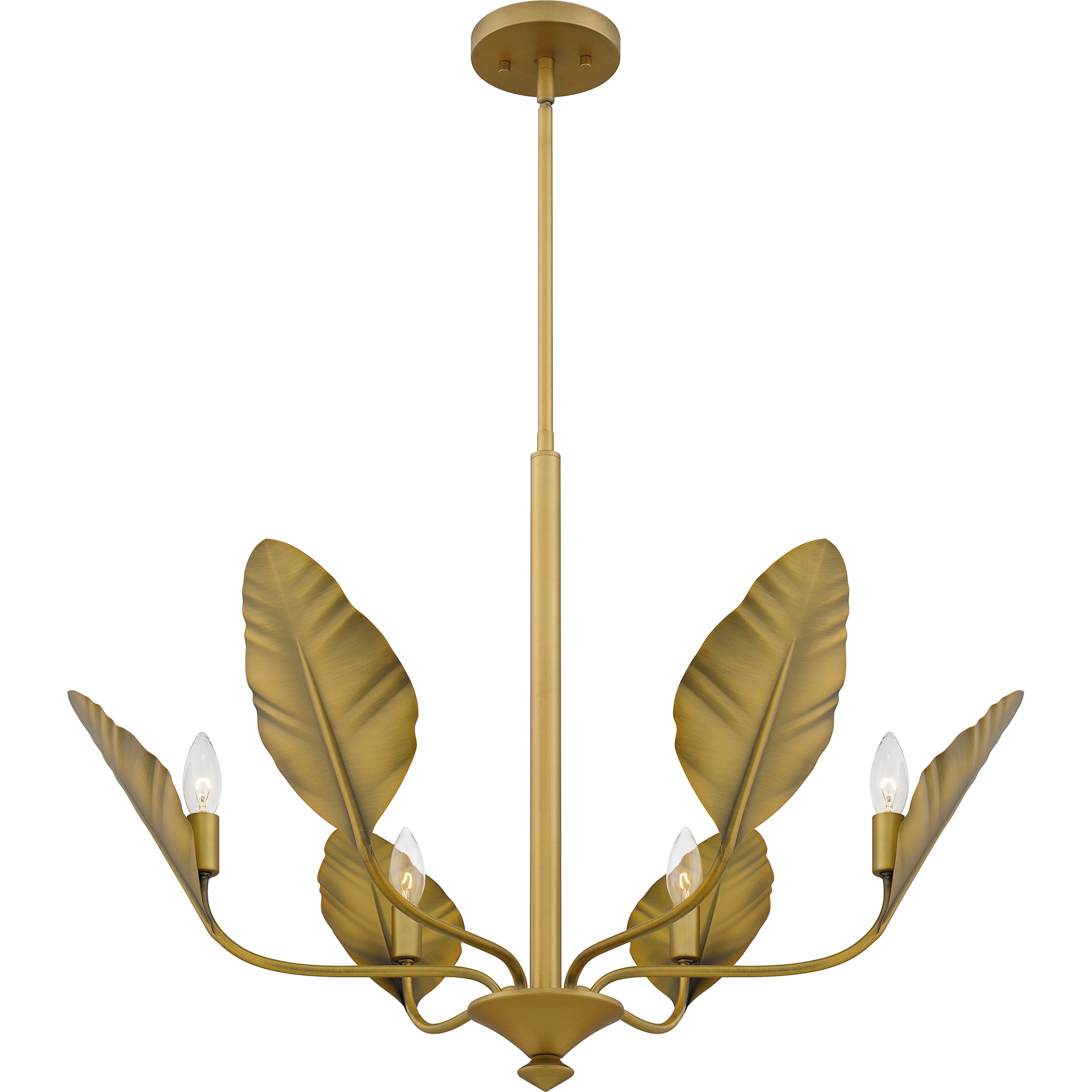 Quoizel Bayley lustr aged brass s listy do interiéru