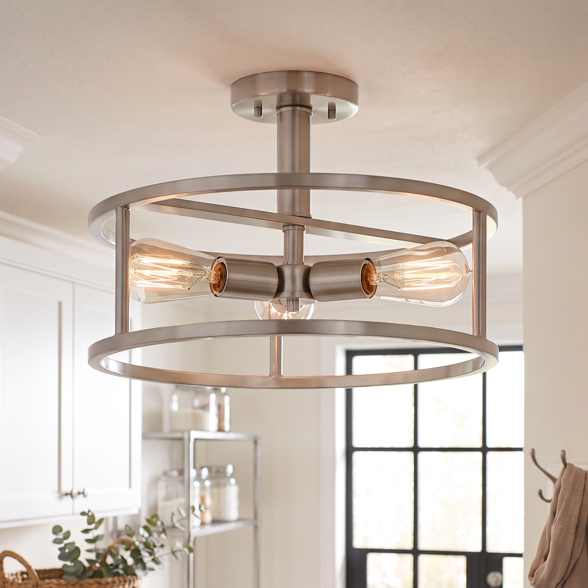 Quoizel New Harbor Semi-Flush stropní svítidlo niklové 38 cm