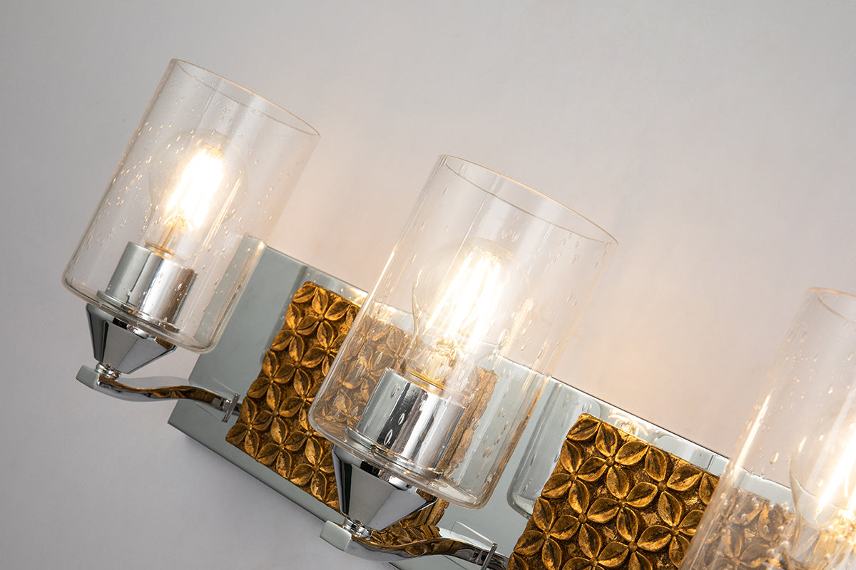 Gilded Nola Arcadia 3 Light svítido nad zrcadlo se sklem