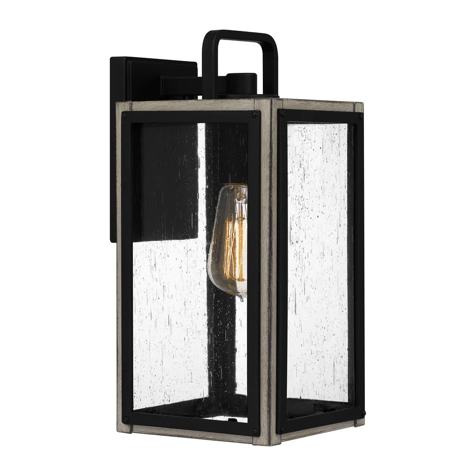 Quoizel Bramshaw venkovní nástěnná lampa matte black dřevo