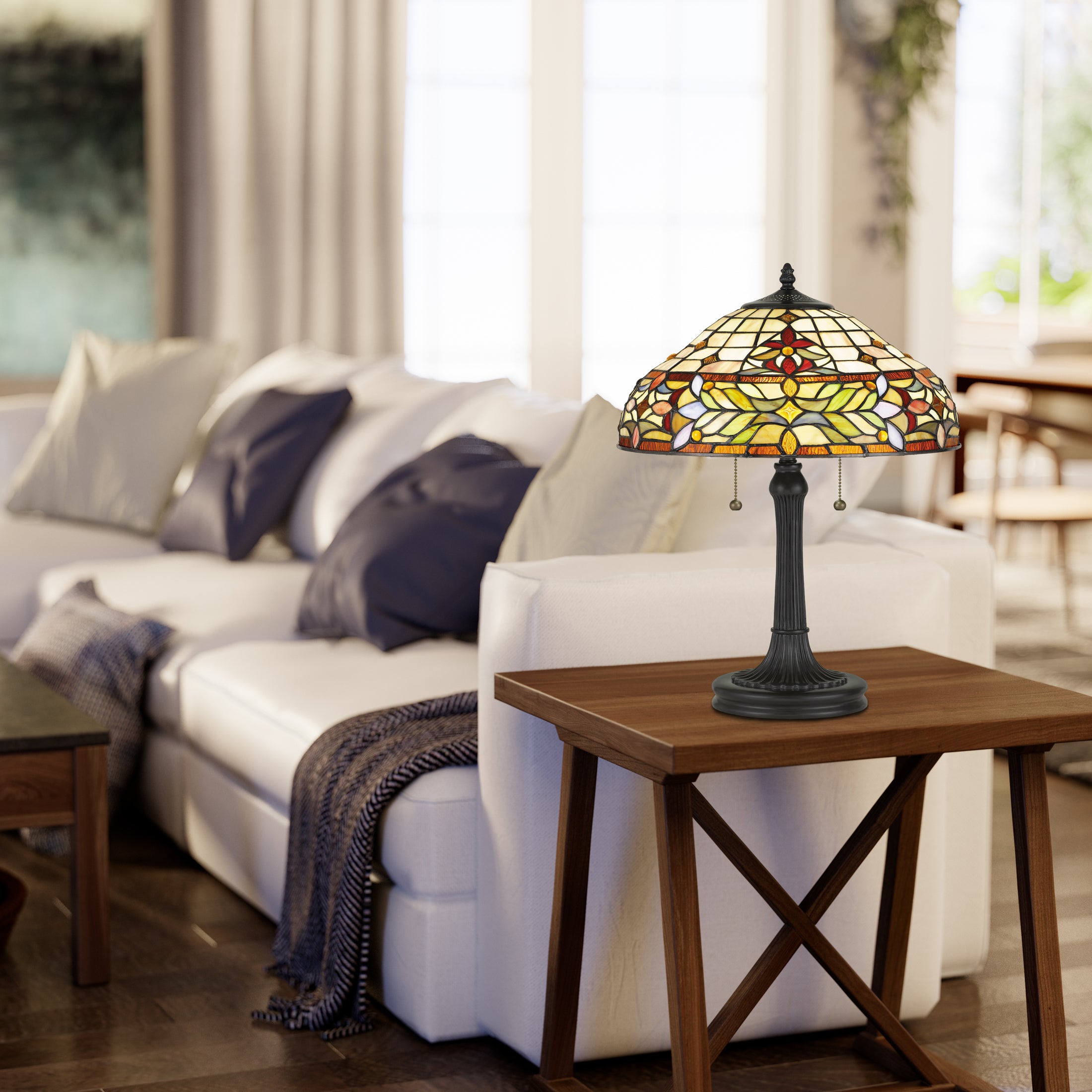 Quoizel Quinn stolní lampa bronz vitráž