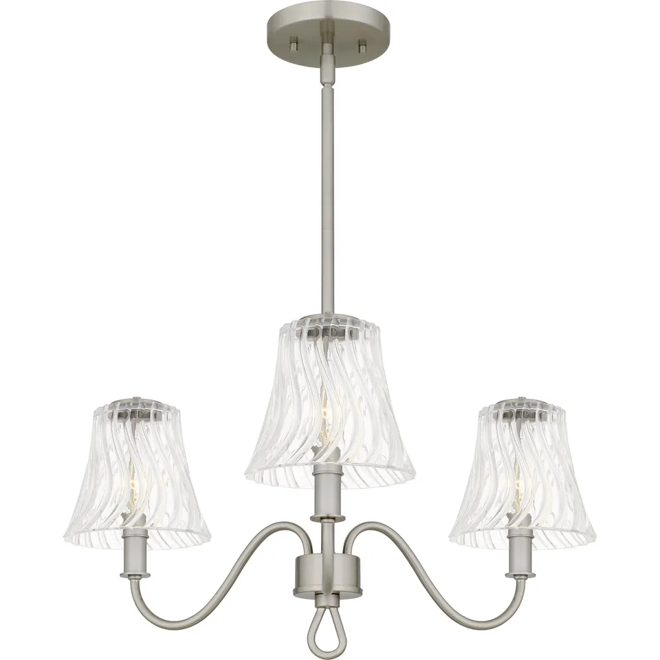 Quoizel McKinney lustr 3-light Matte Black skleněný
