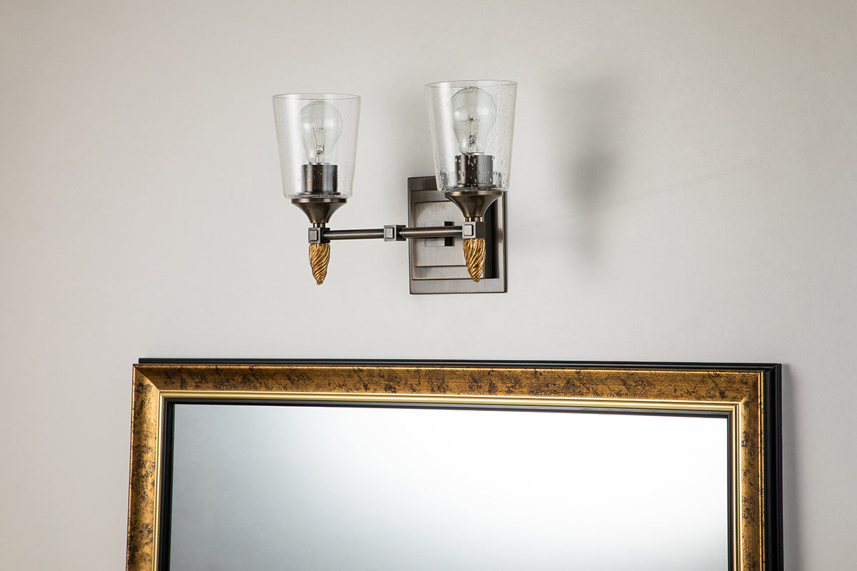 Gilded Nola Vetiver 2 Light koupelnové svítidlo čiré