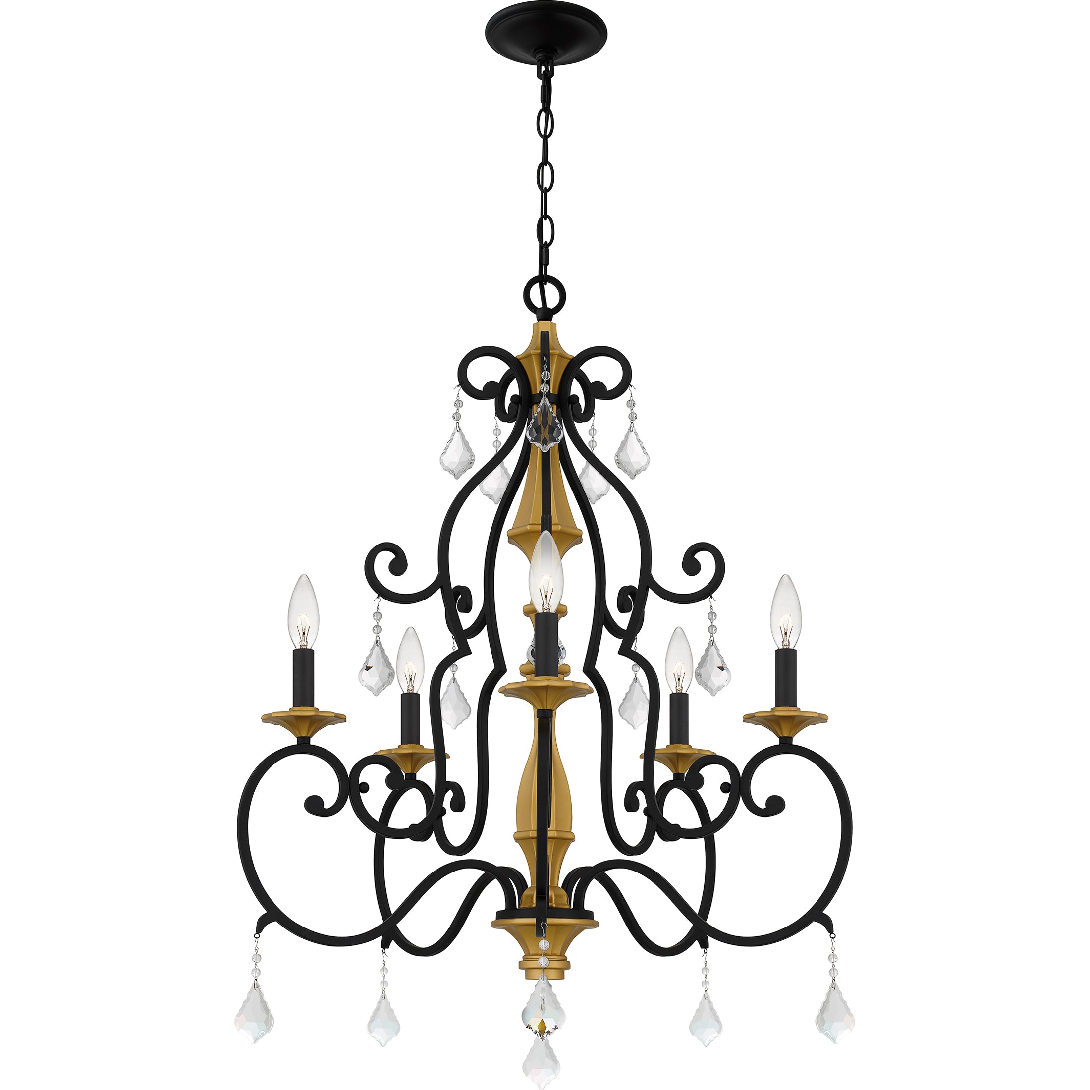 Quoizel Althea Chandelier lustr matná černá s krystaly
