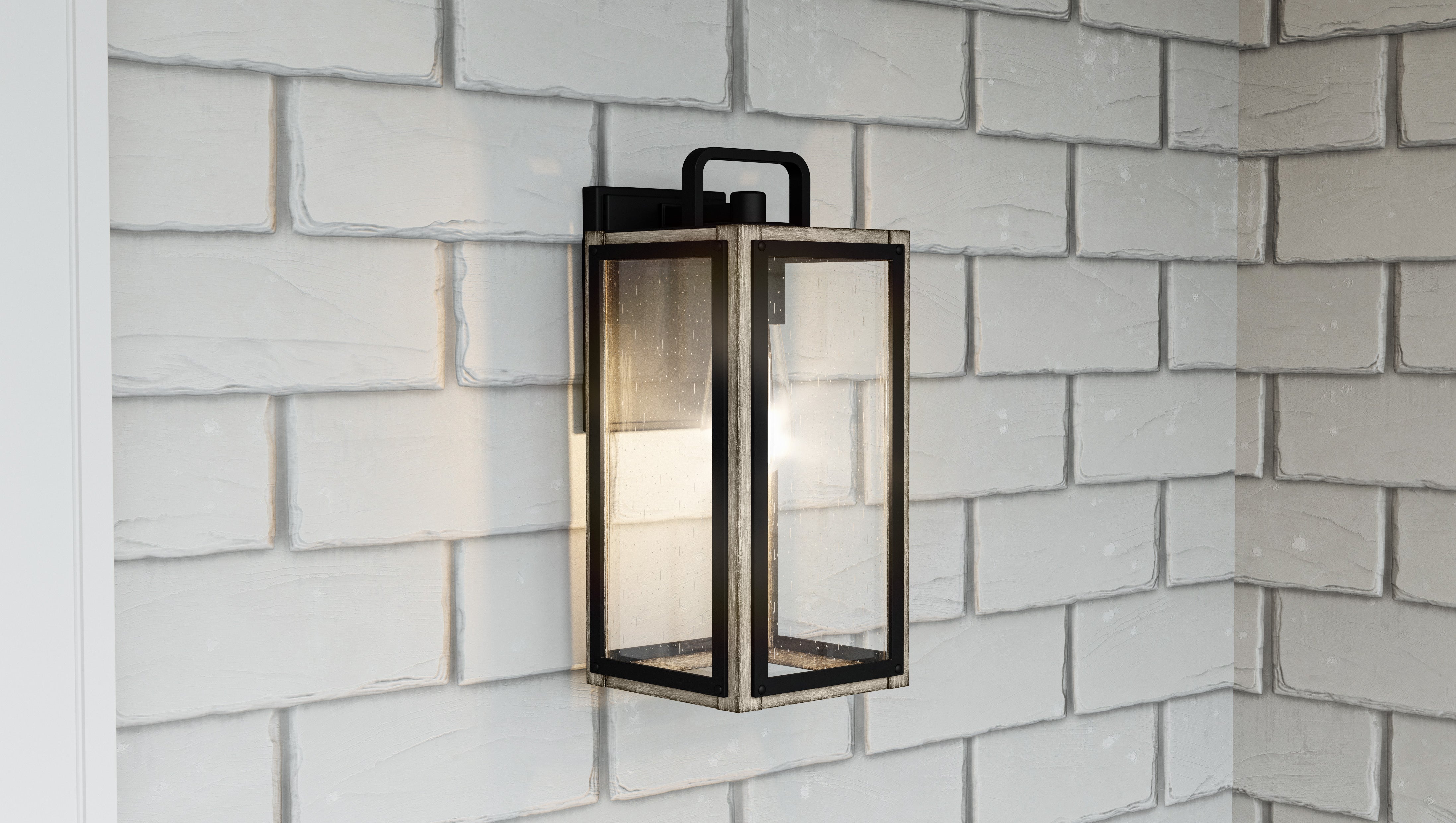 Quoizel Bramshaw venkovní nástěnná lampa matte black dřevo