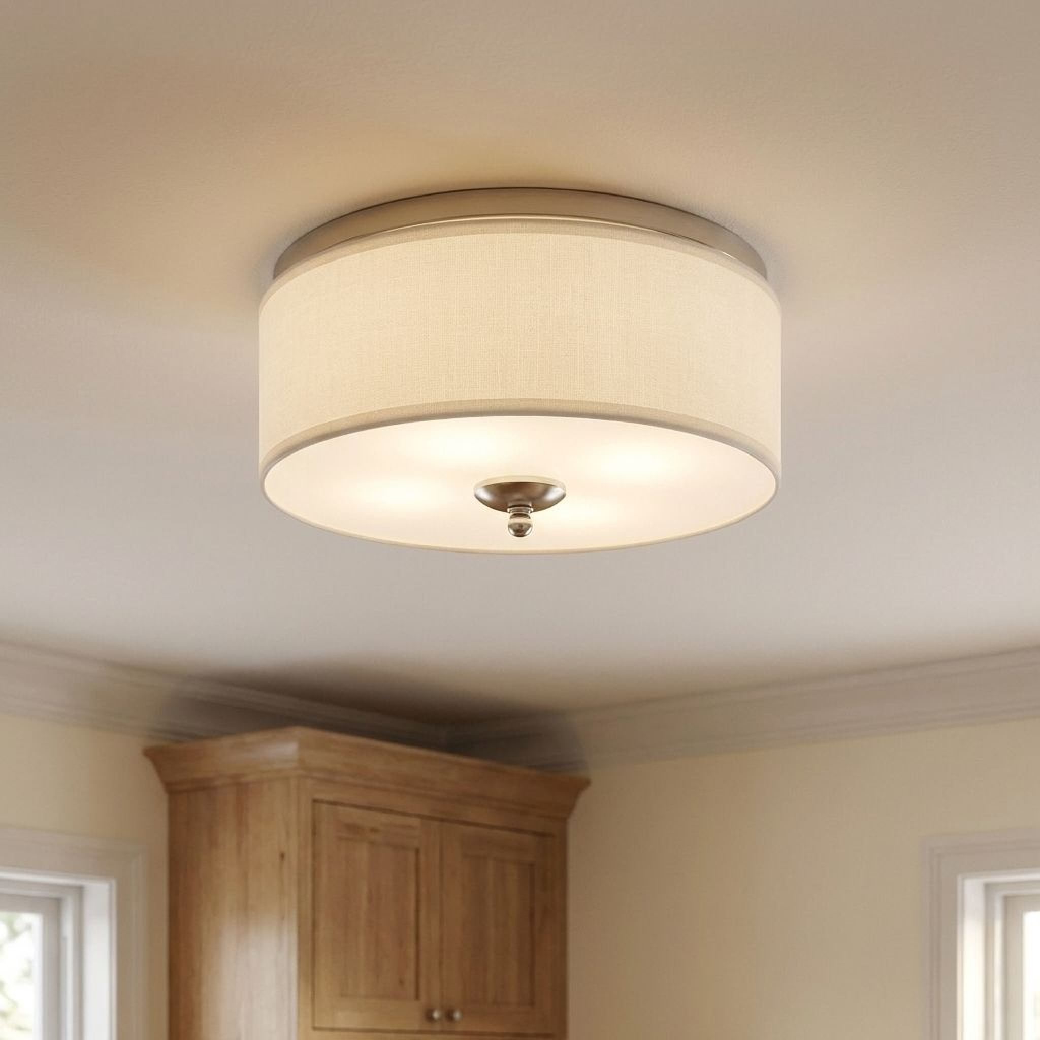 Quoizel Blanche Flush Mount stropní svítídlo Brushed Nickel s látkou