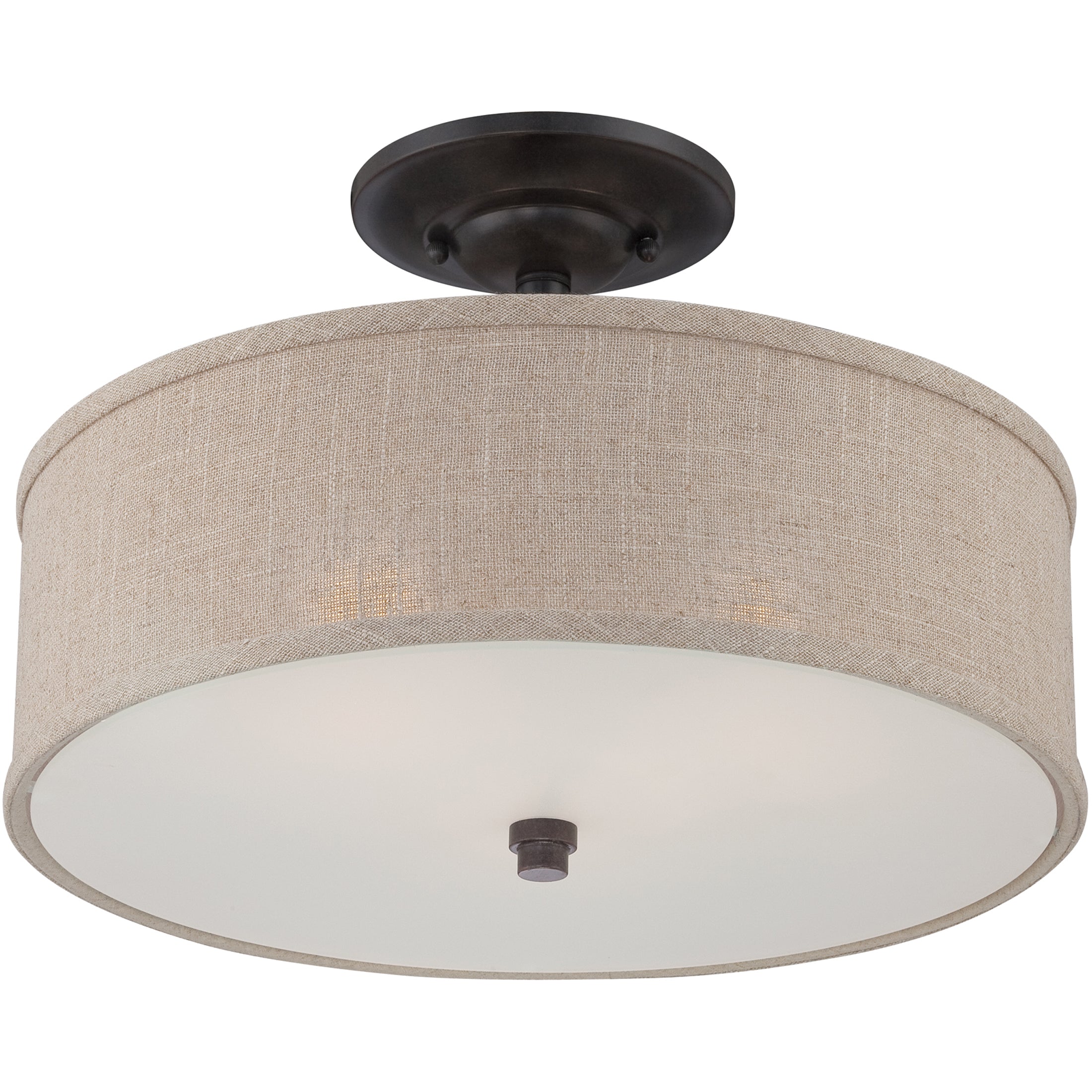 Quoizel Cloverdale Semi-Flush stropní svítídlo cocoa látkové