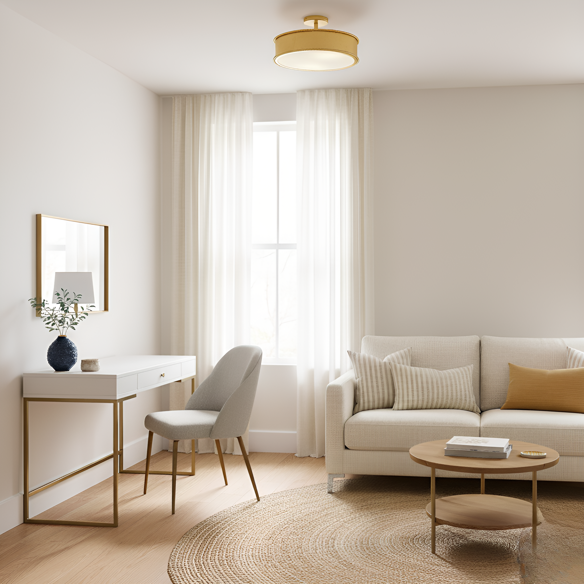 Quoizel Mara Semi-Flush Mount stropní svítidlo zlatá fólie