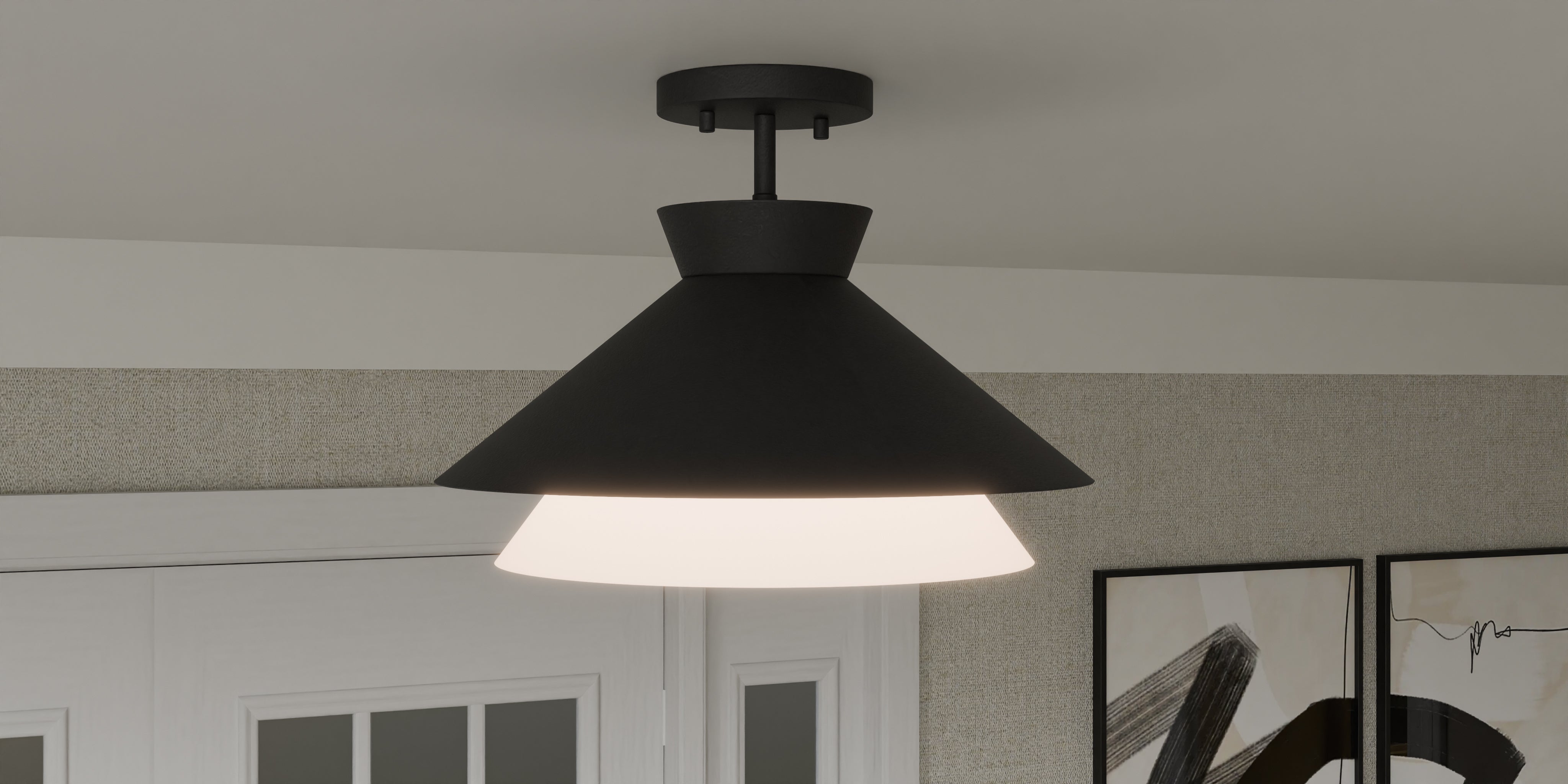 Quoizel Lionel Semi-Flush stropní svítídlo black alabastr