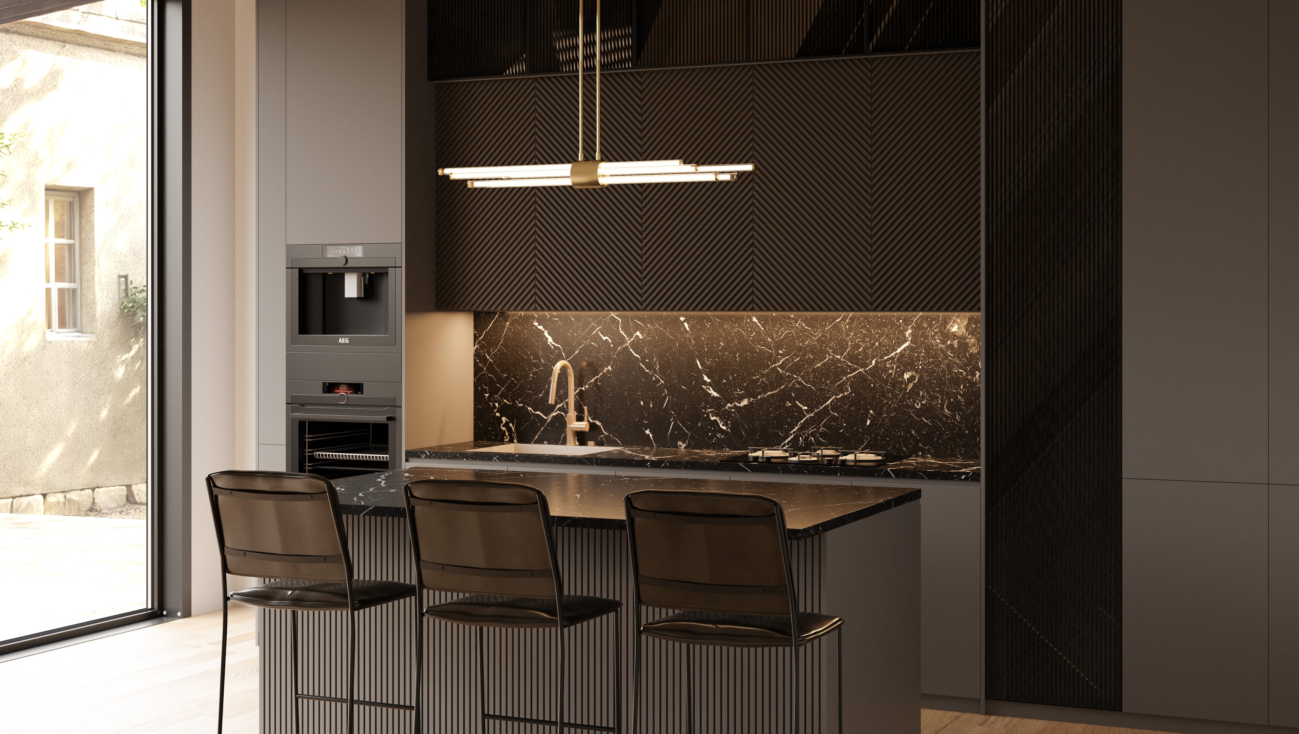 Quoizel Talbott ostrovní svítidlo Matte Black LED