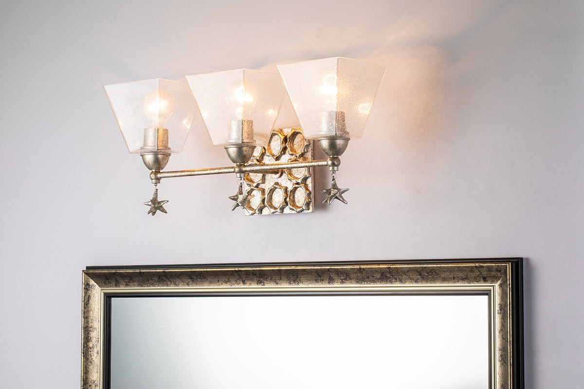 Gilded Nola Star 3 Light koupelnové svítidlo se sklem
