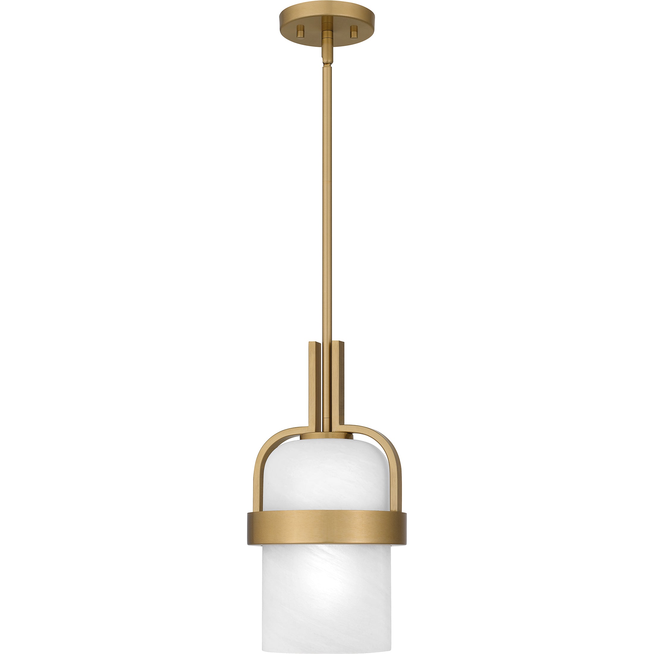 Quoizel Duval mini závěsné svítídlo aged brass alabastr