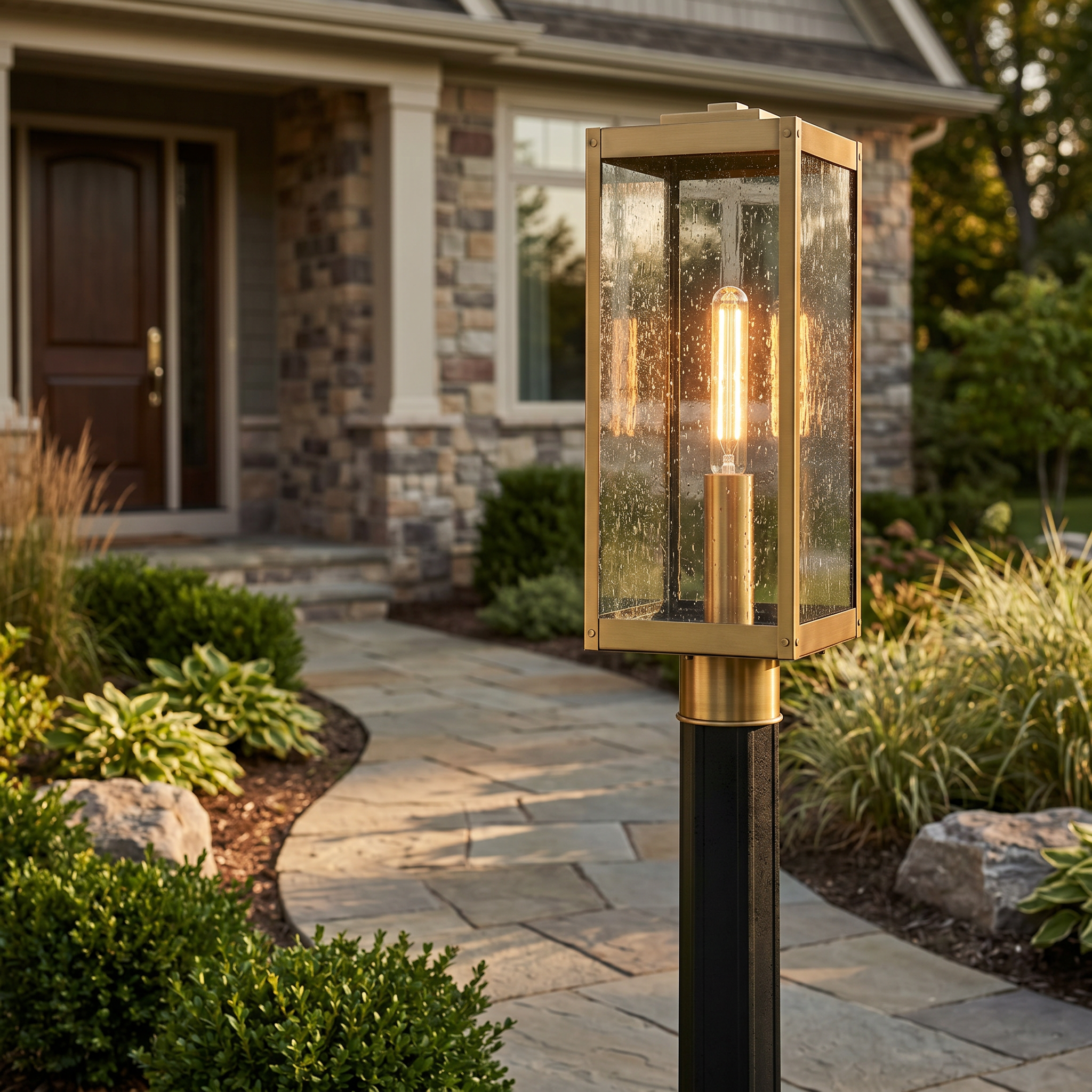Quoizel Westover sloupková lampa antique brass mosaz